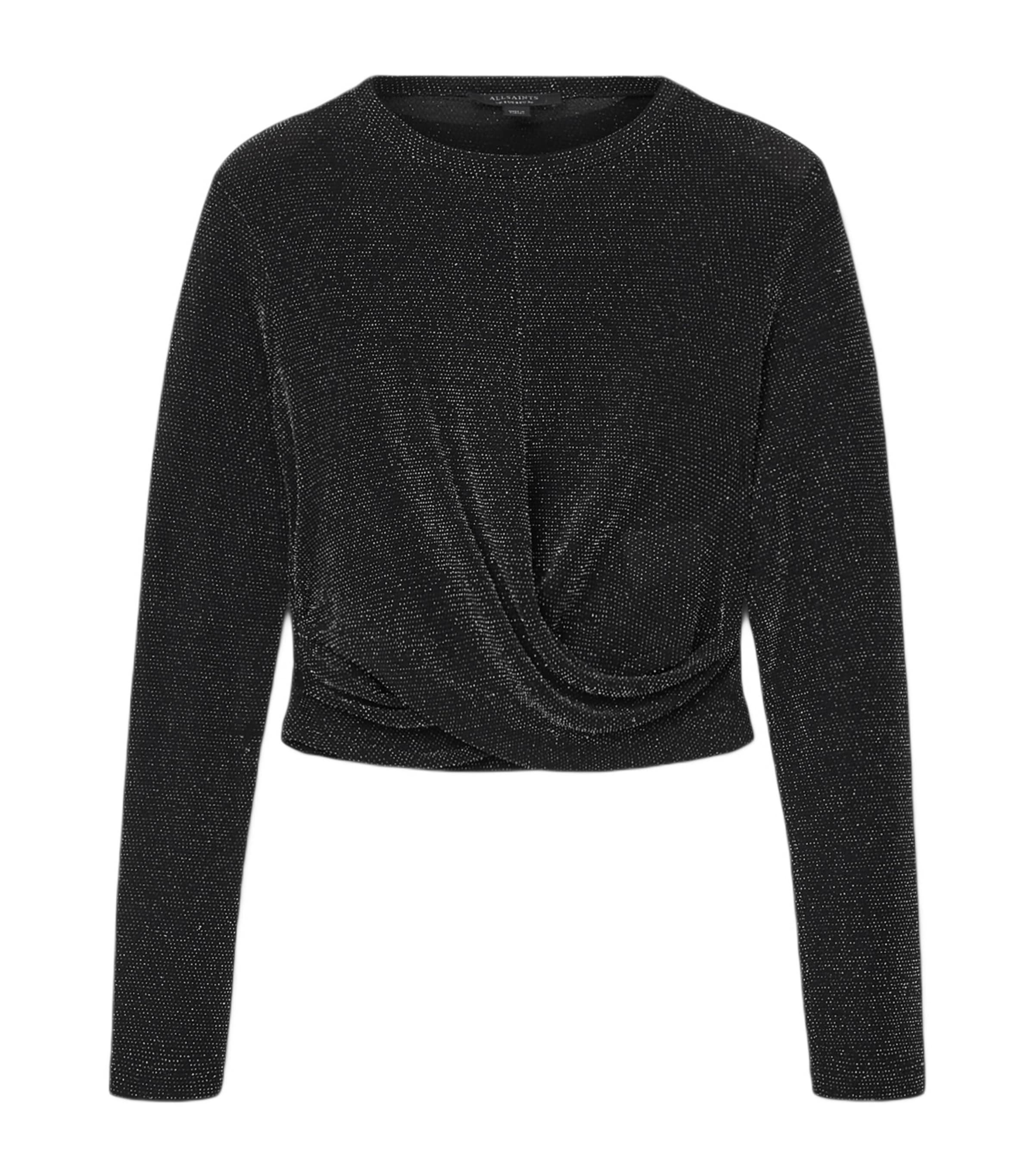 Allsaints Metallic Skylar Crop Top In Gray
