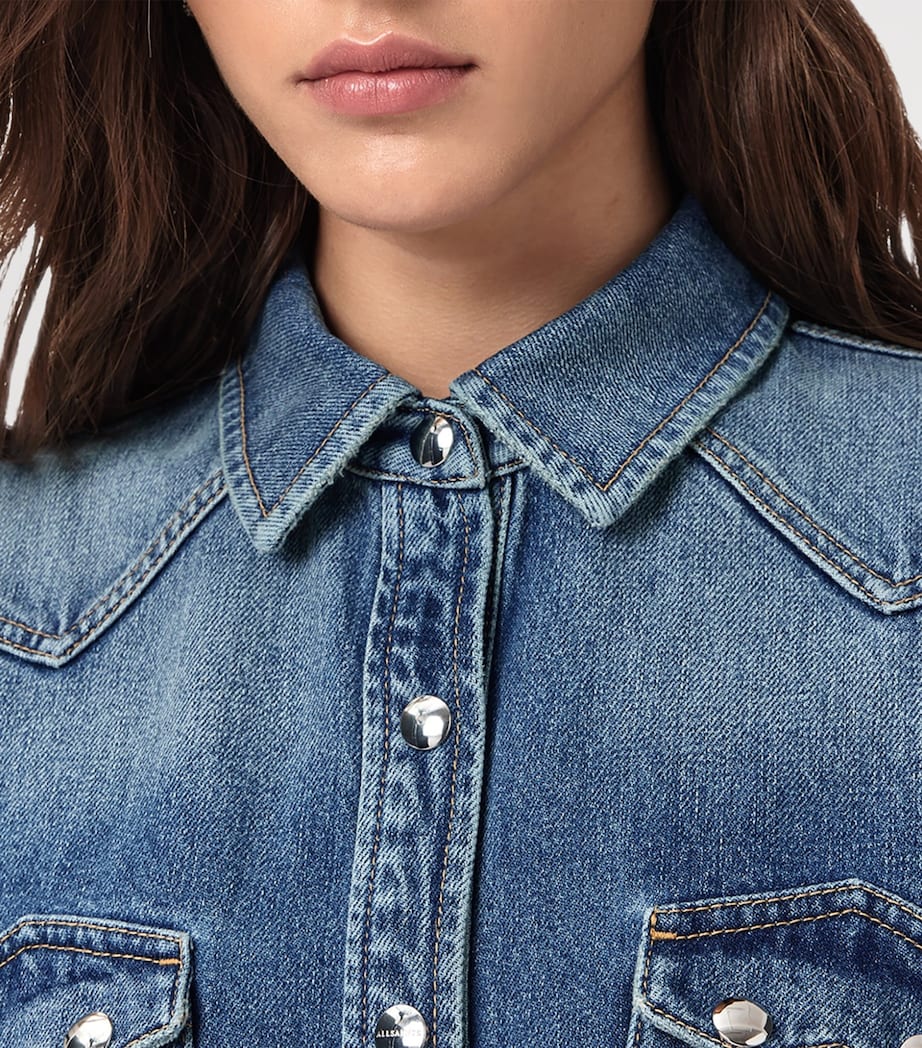 Organic Denim Rock Mini Shirt Dress MID INDIGO Image 5