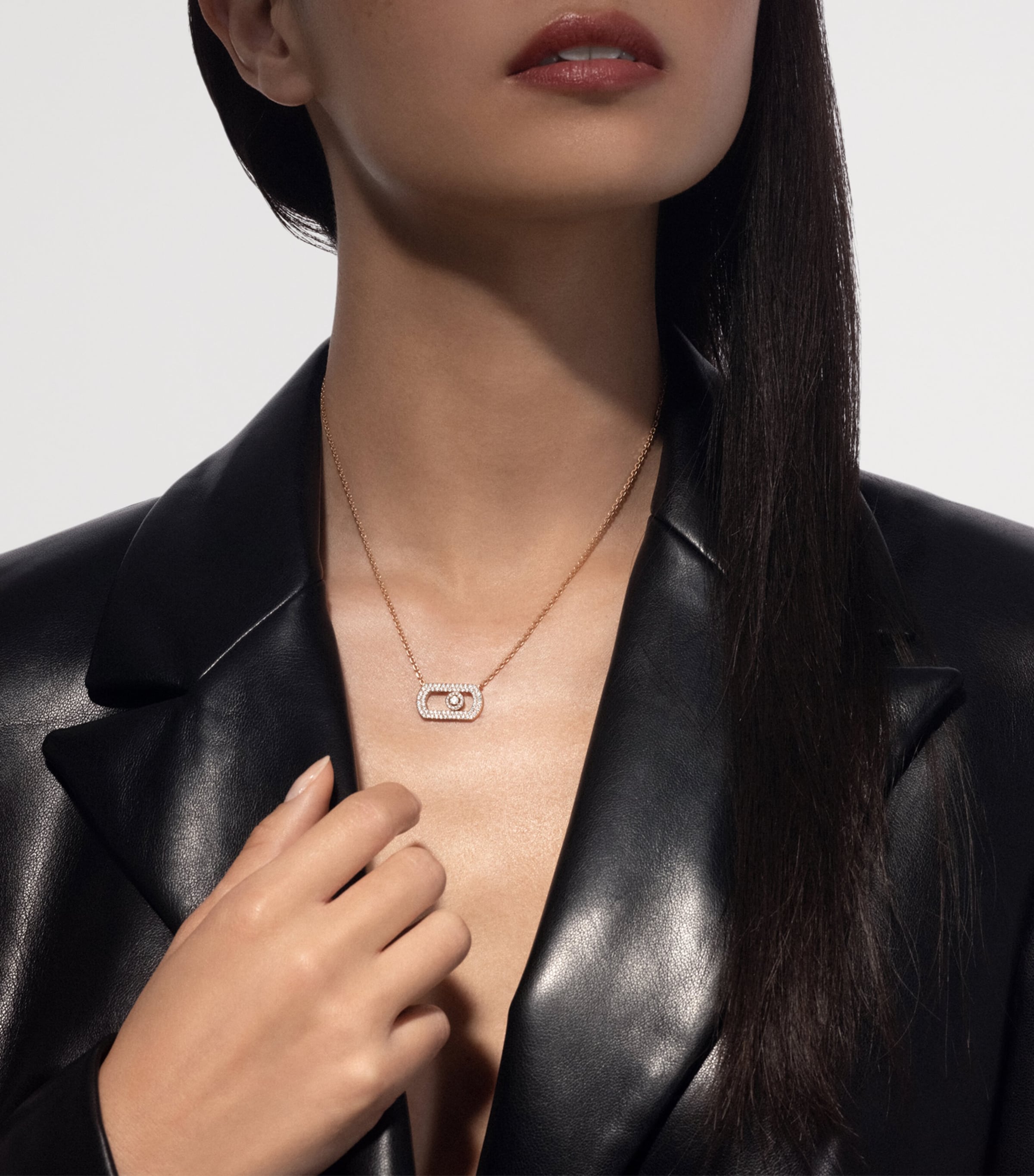 Messika So Move Rose Gold and Diamond Pavé Necklace (0.65ct) Pink Gold Image 2