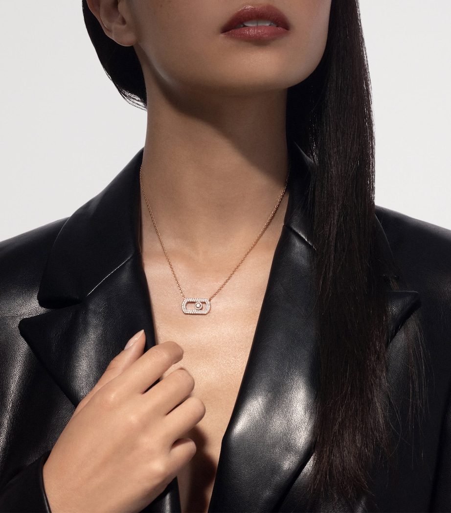 Messika So Move Rose Gold and Diamond Pavé Necklace (0.65ct) Pink Gold Image 2