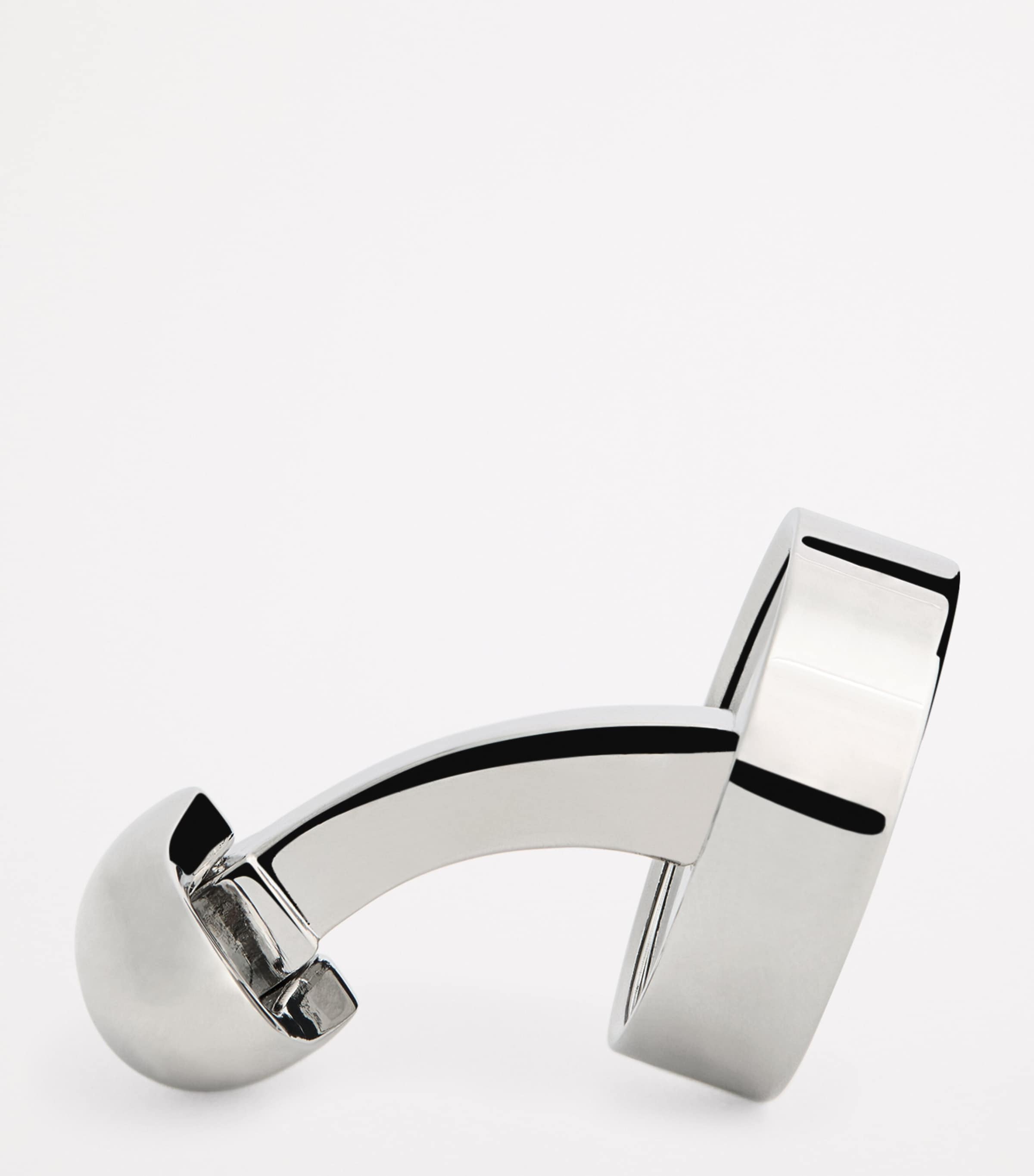 Babette Wasserman Rhodium-Plated Reversible Disc Cufflinks Silver Image 4