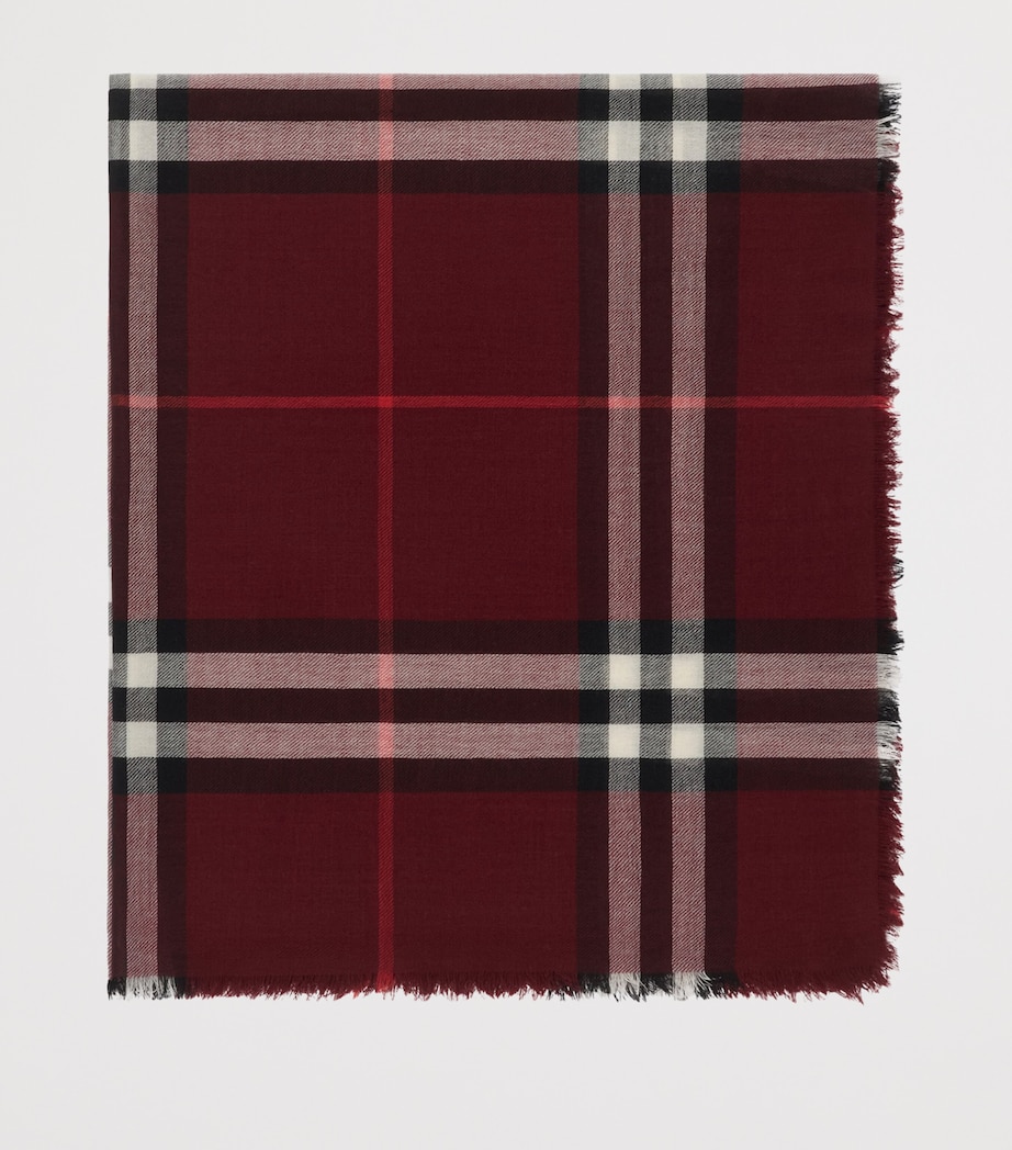 Wool Wide Check Scarf OXBLOOD RED Image 6