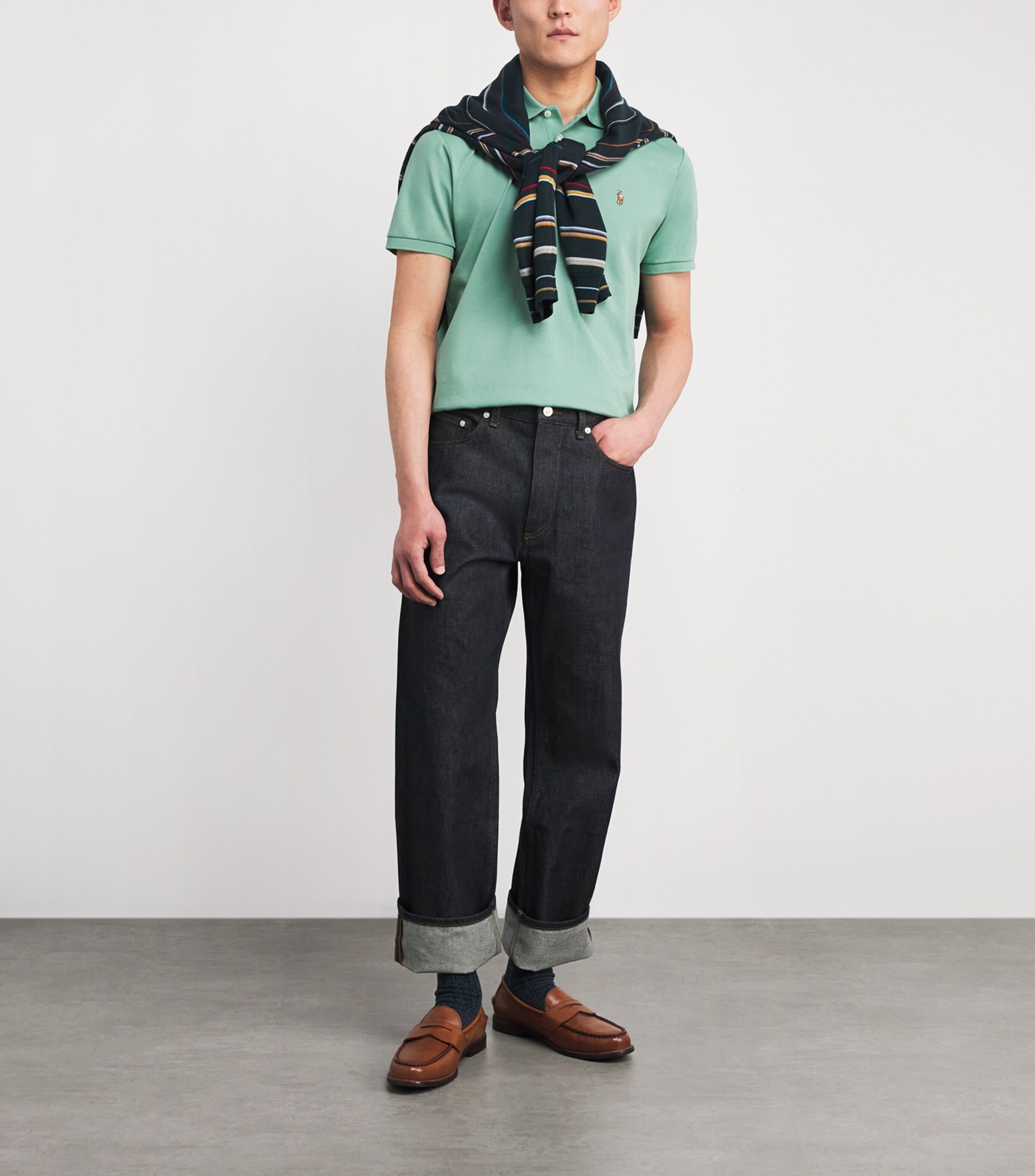 Pima Cotton Slim Polo Shirt FADED MINT Image 2