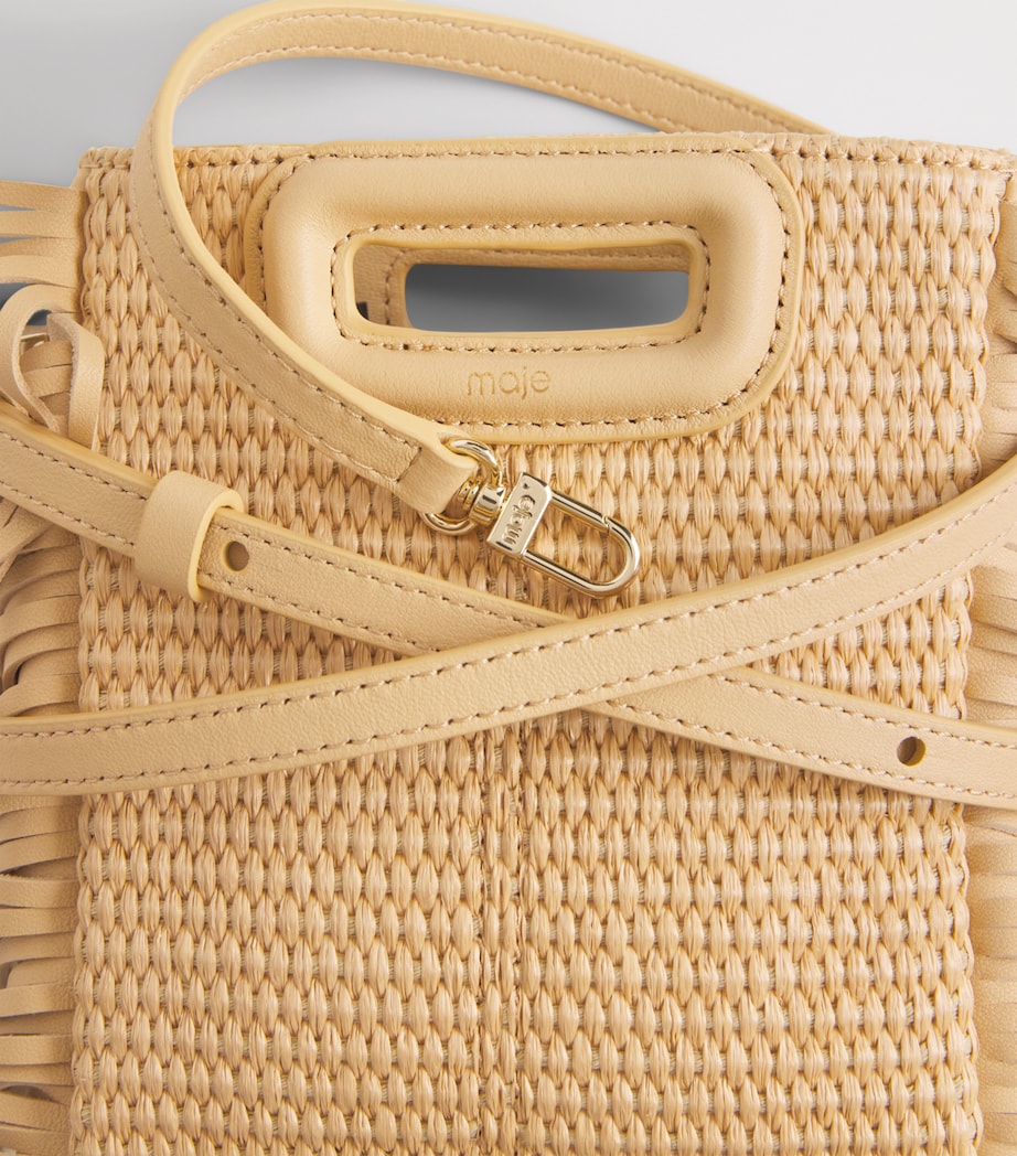 Maje Mini Raffia-Effect M Top-Handle Bag Beige Image 7