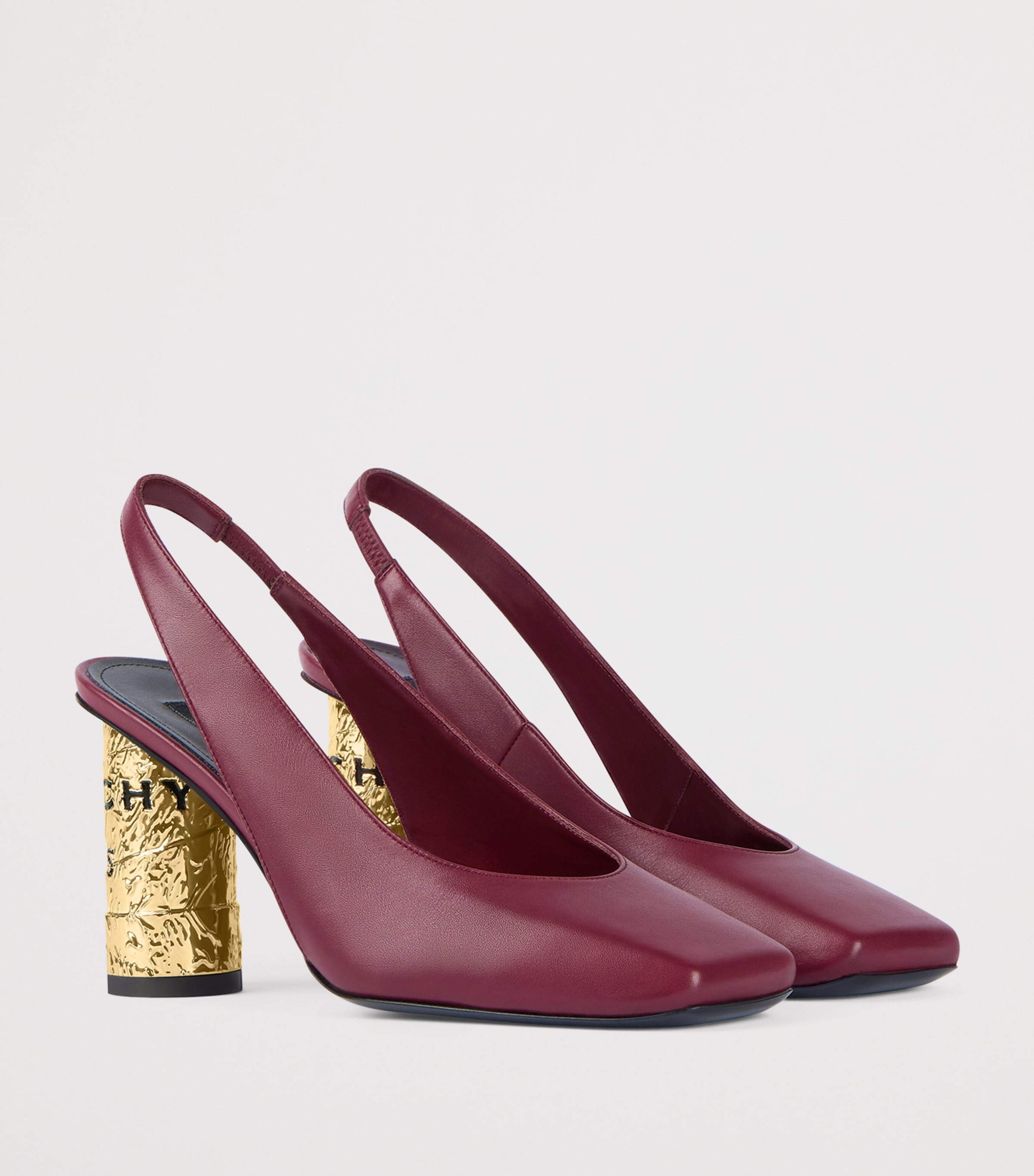 Leather Slingback Heels 85 BURGUNDY Image 2
