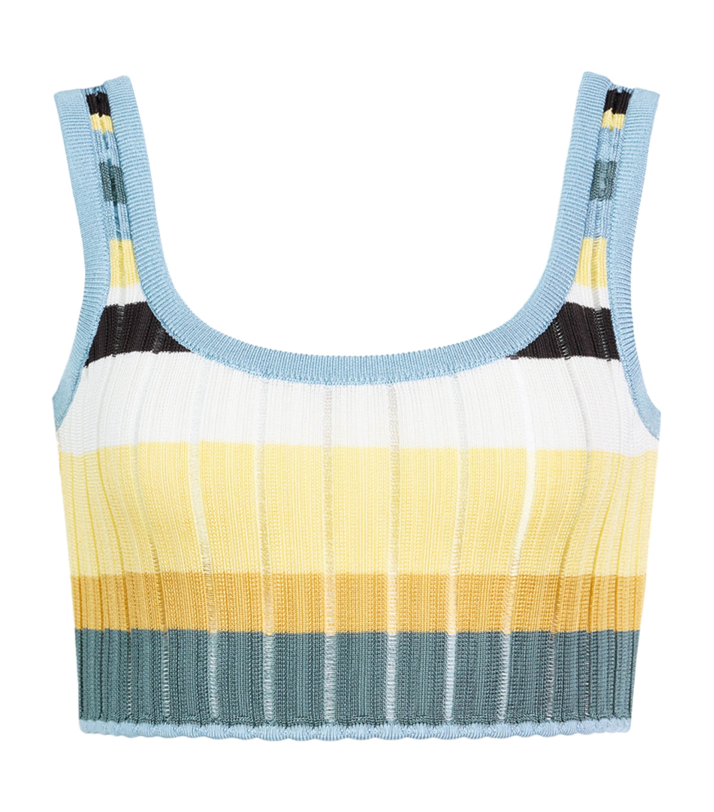 Alaïa Womens Stripe Crop Top Multicolor Yellow Image 1