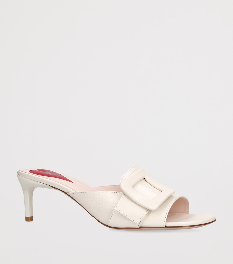 Leather Viv’ Canard Heeled Mules 55 CREAM Image 3
