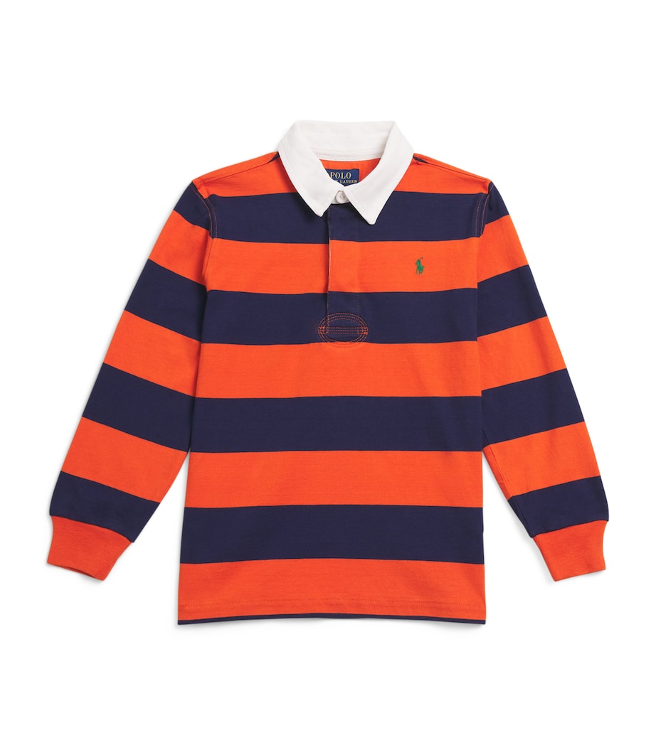 Stripe Rugby Shirt (6-14 Years) ORANGE/NVY Image 1