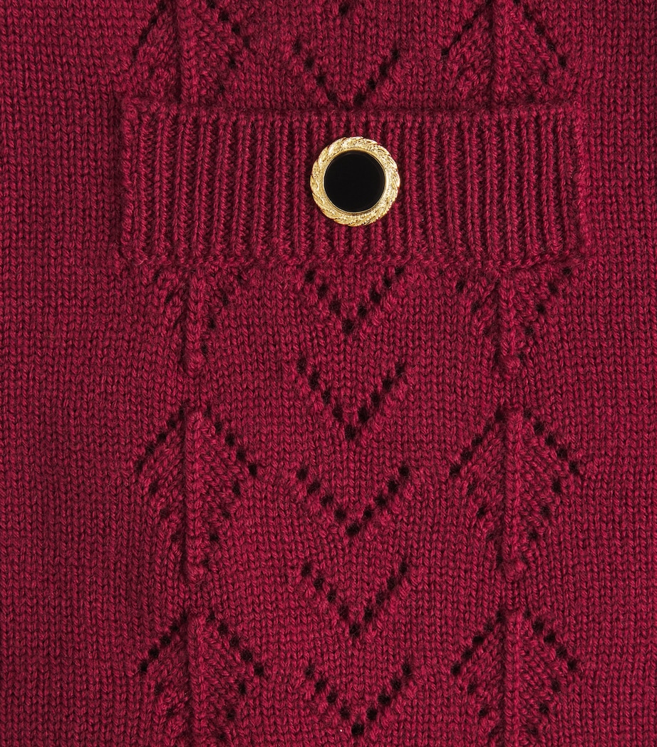 Alessandra Rich Womens Merino Wool Lace-Knit Midi Skirt Bordeaux Image 6