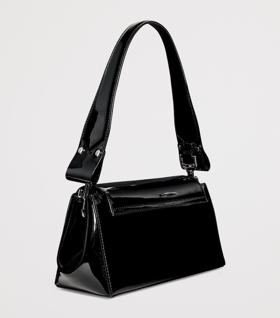 Medium Patent Leather Hazel Top-Handle Bag N403 BLACK Image 3