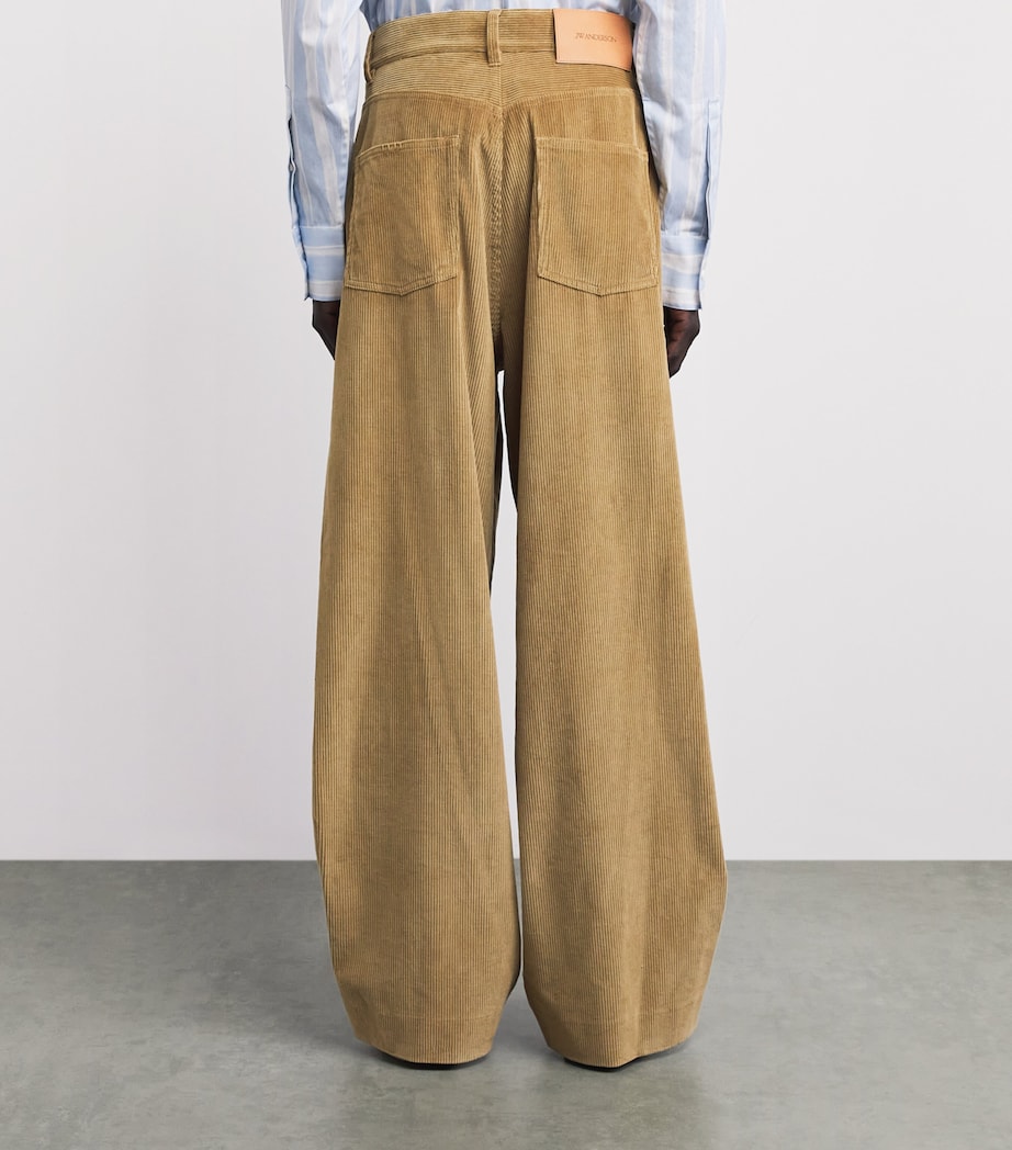 JW Anderson Mens Corduroy Pleated Wide-Leg Trousers Biscuit Image 5