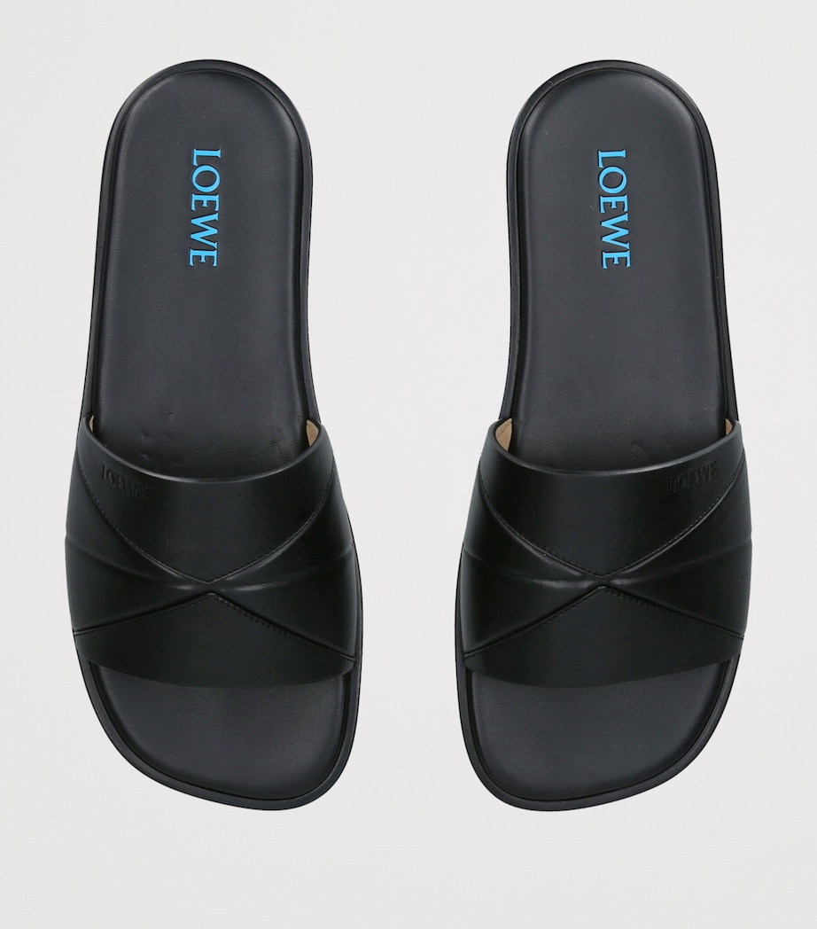 LOEWE Leather Origami Slides Black Image 4