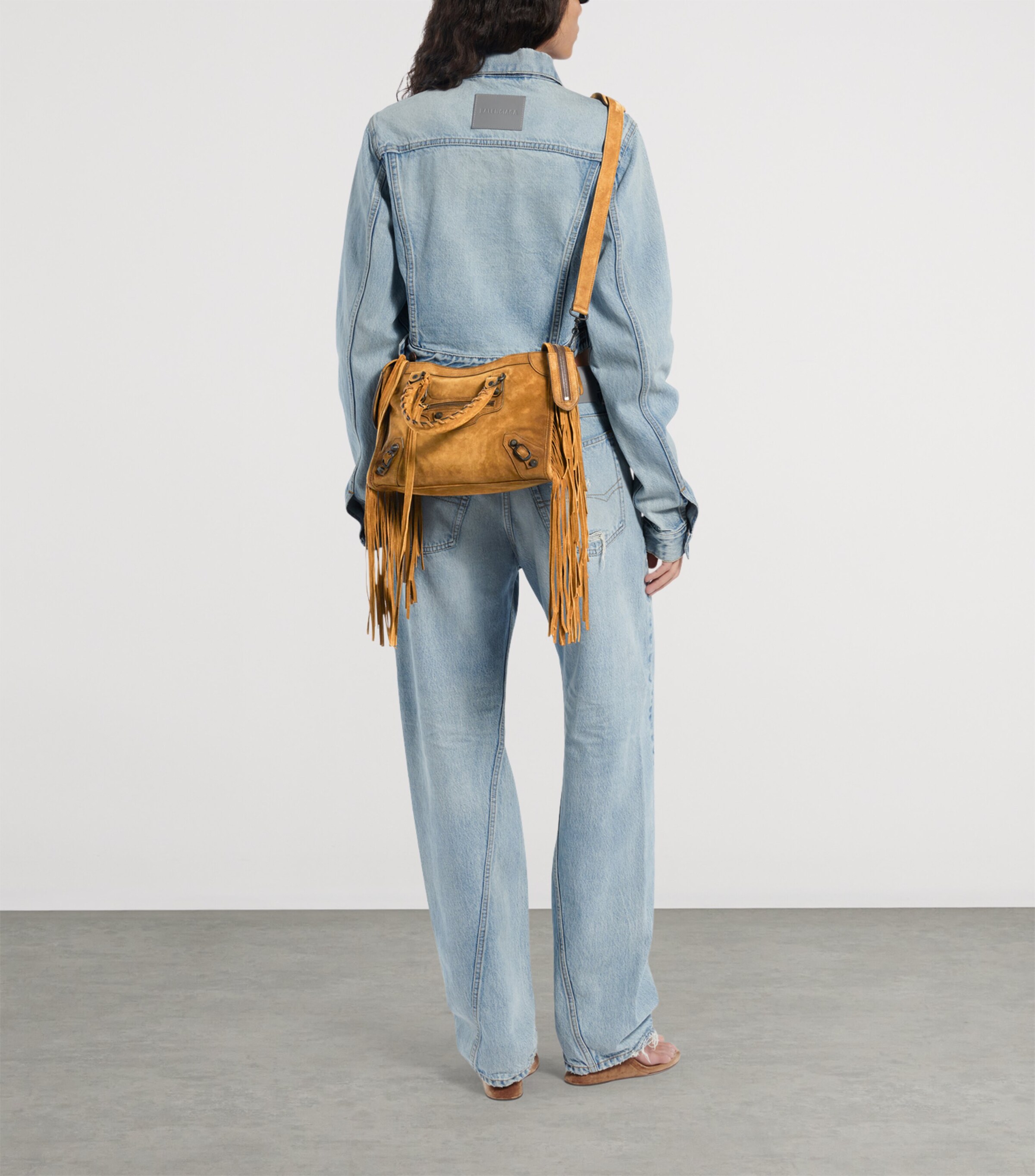 Balenciaga Small Suede Fringe Le City Top-Handle Bag Image 7