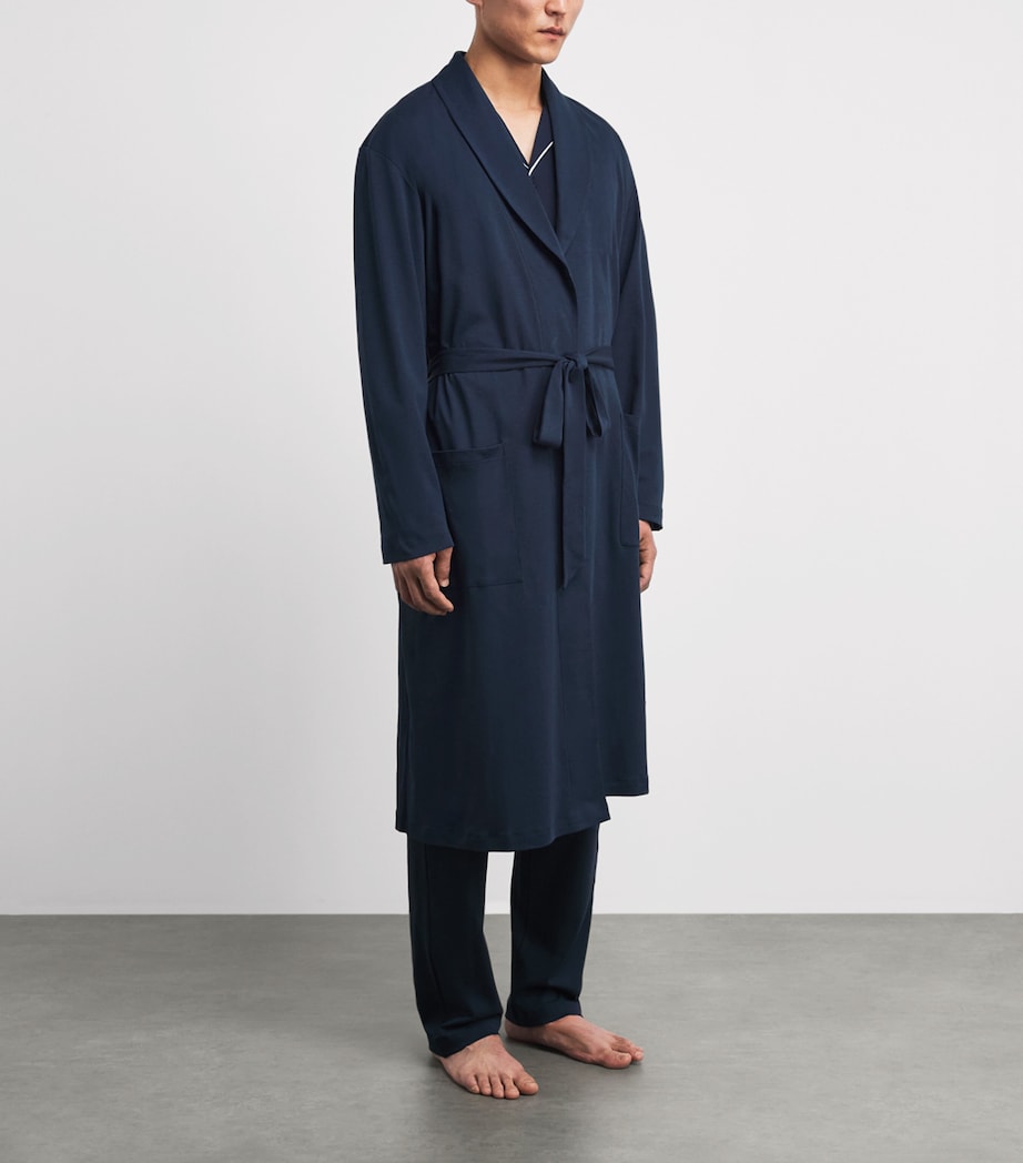 Hanro Mens Cotton Night & Day Robe Deep Navy Image 4