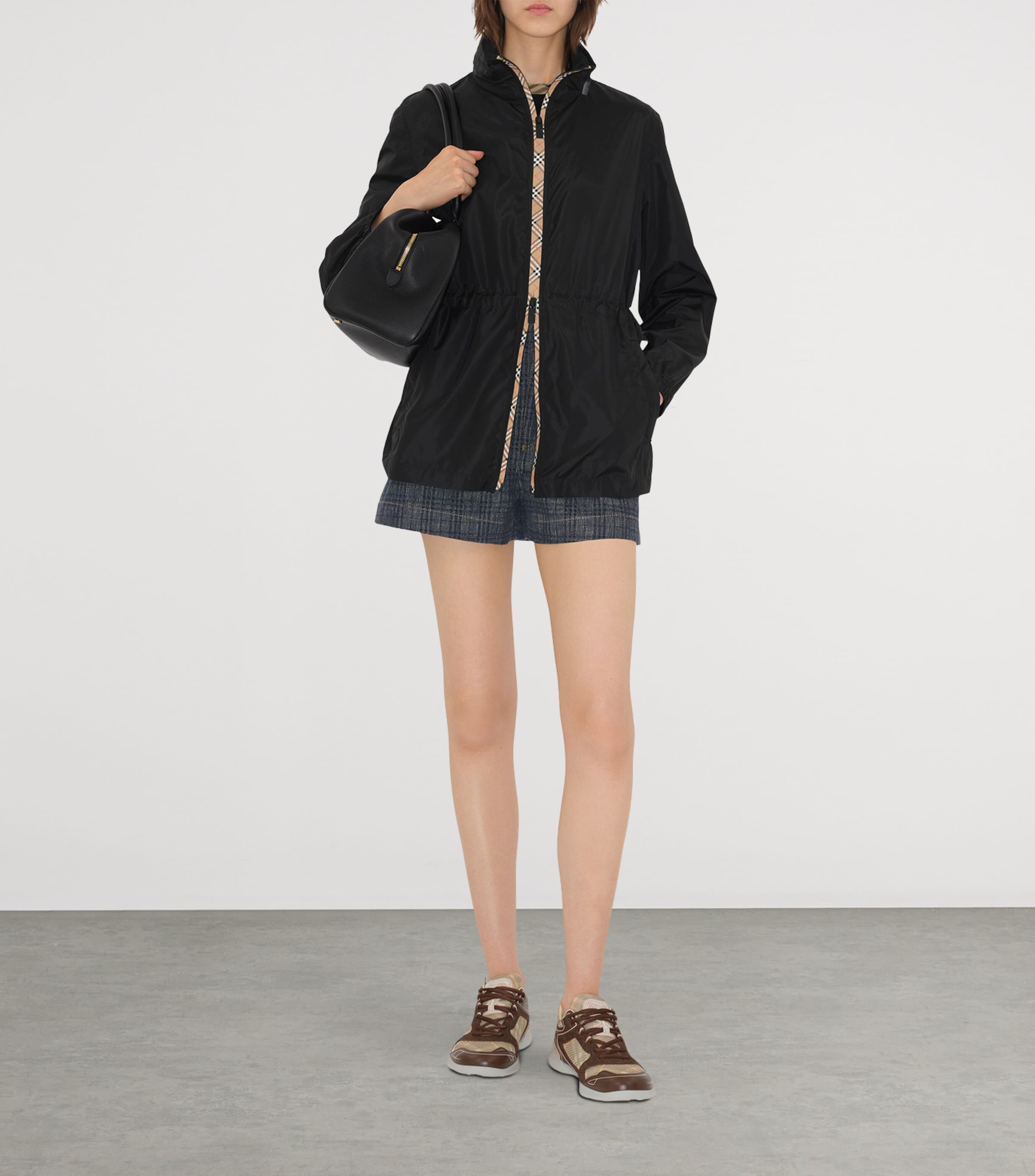 Technical Adaptable Check-Trim Parka BLACK Image 2