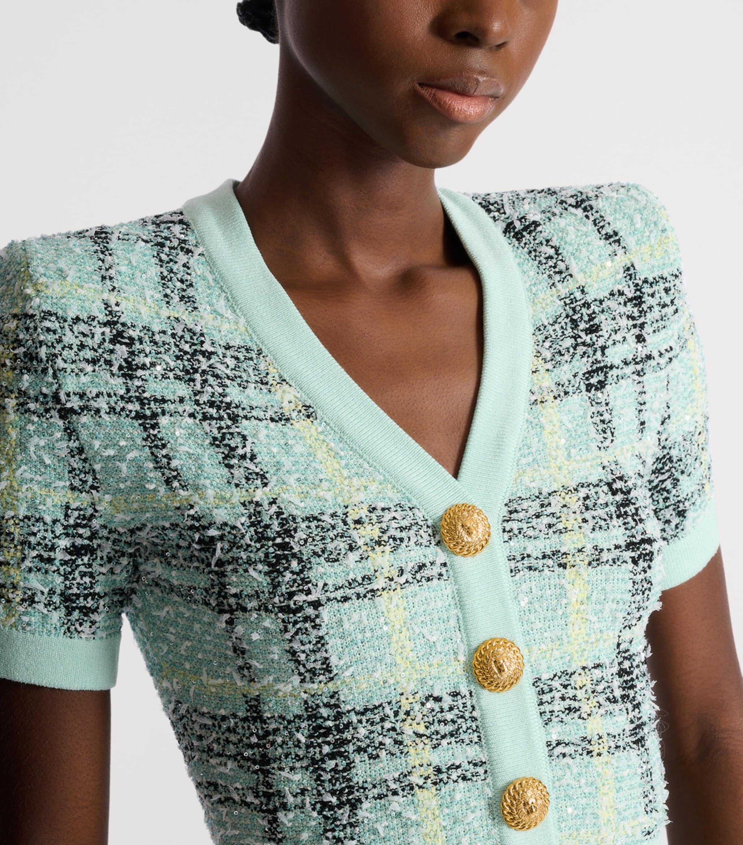 Tweed Sequin Mini Dress ULM VERT/JAUNE/NOIR Image 6