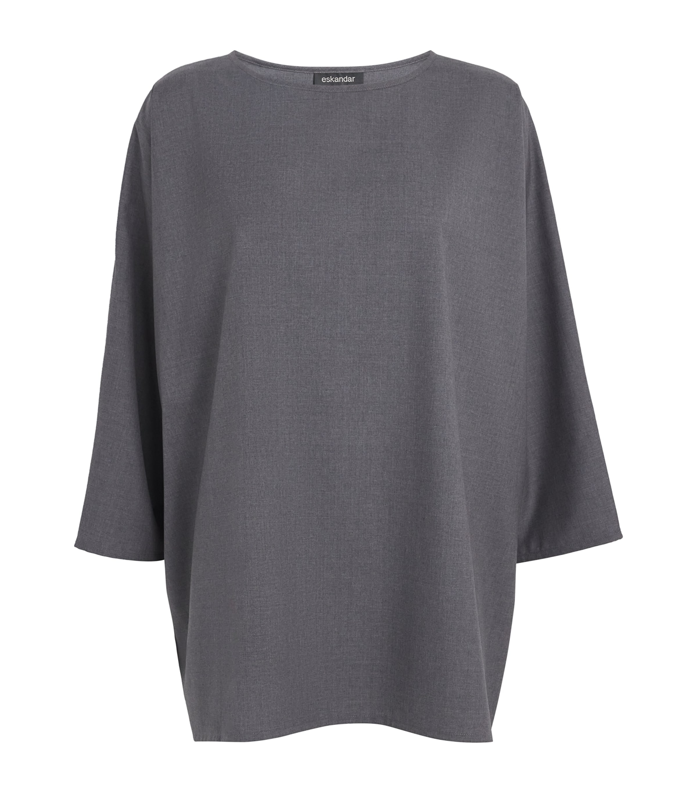 Eskandar Wool Boat-neck Top In Gray