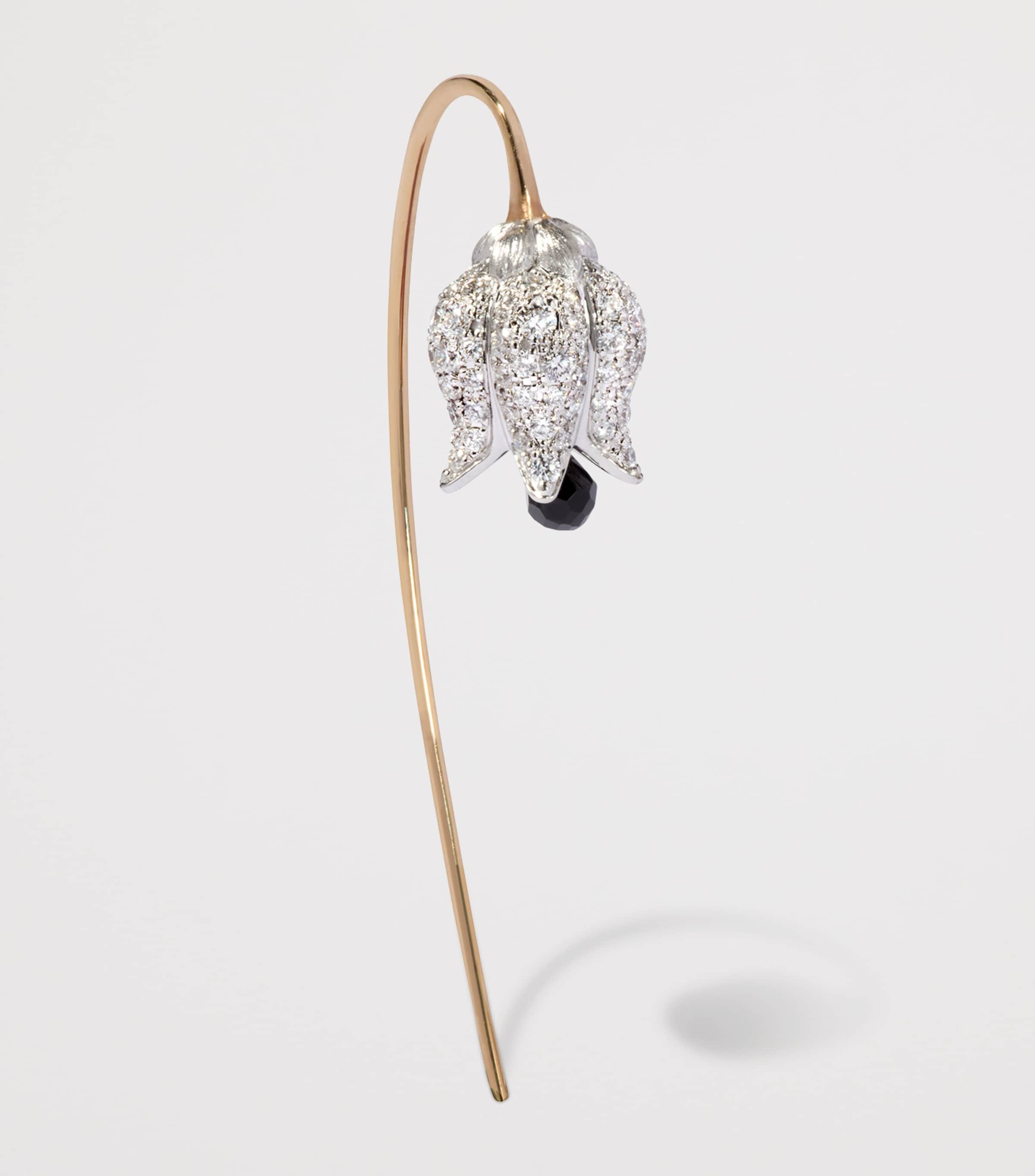 Yellow Gold, Diamond and Spinel French Hook Earrings YELLOW GOLD Image 2