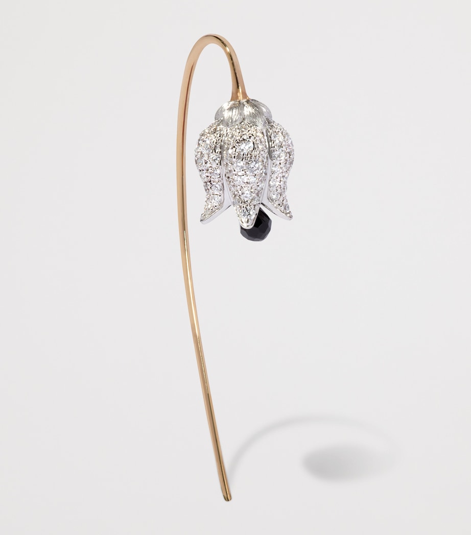 Yellow Gold, Diamond and Spinel French Hook Earrings YELLOW GOLD Image 2