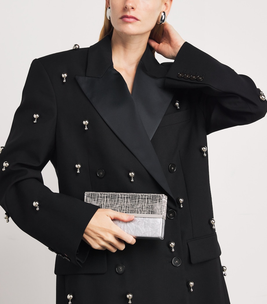 Leather Caged Clutch Bag 0323 SILVER Image 5