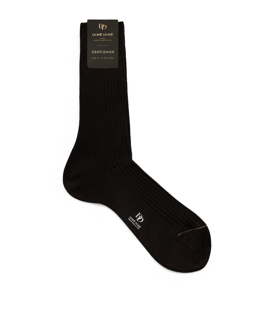 Doré Doré Mens Mercerised Cotton Ribbed Gentleman Socks Cafe Image 1