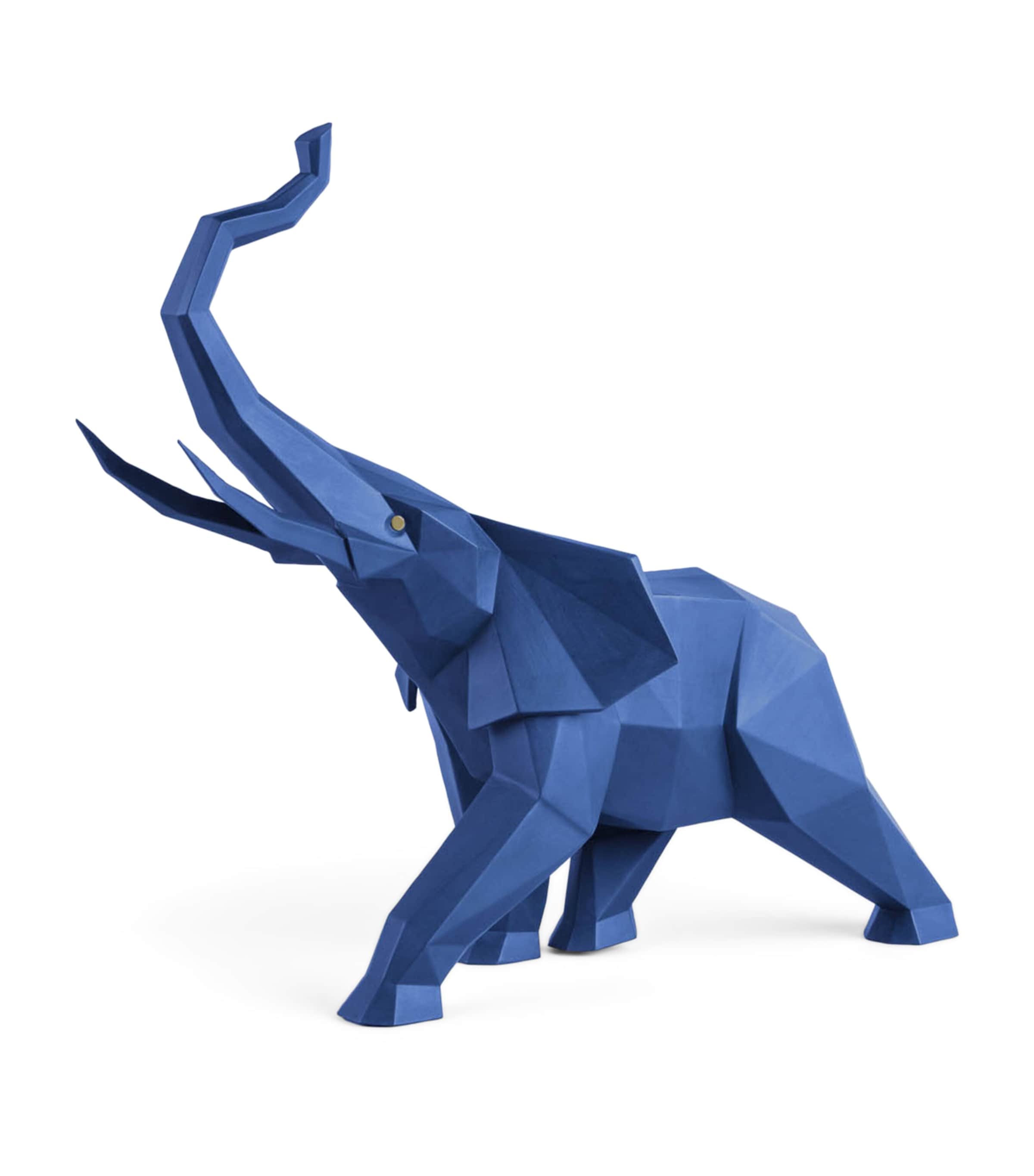 Porcelain Elephant Figurine BLUE Image 4