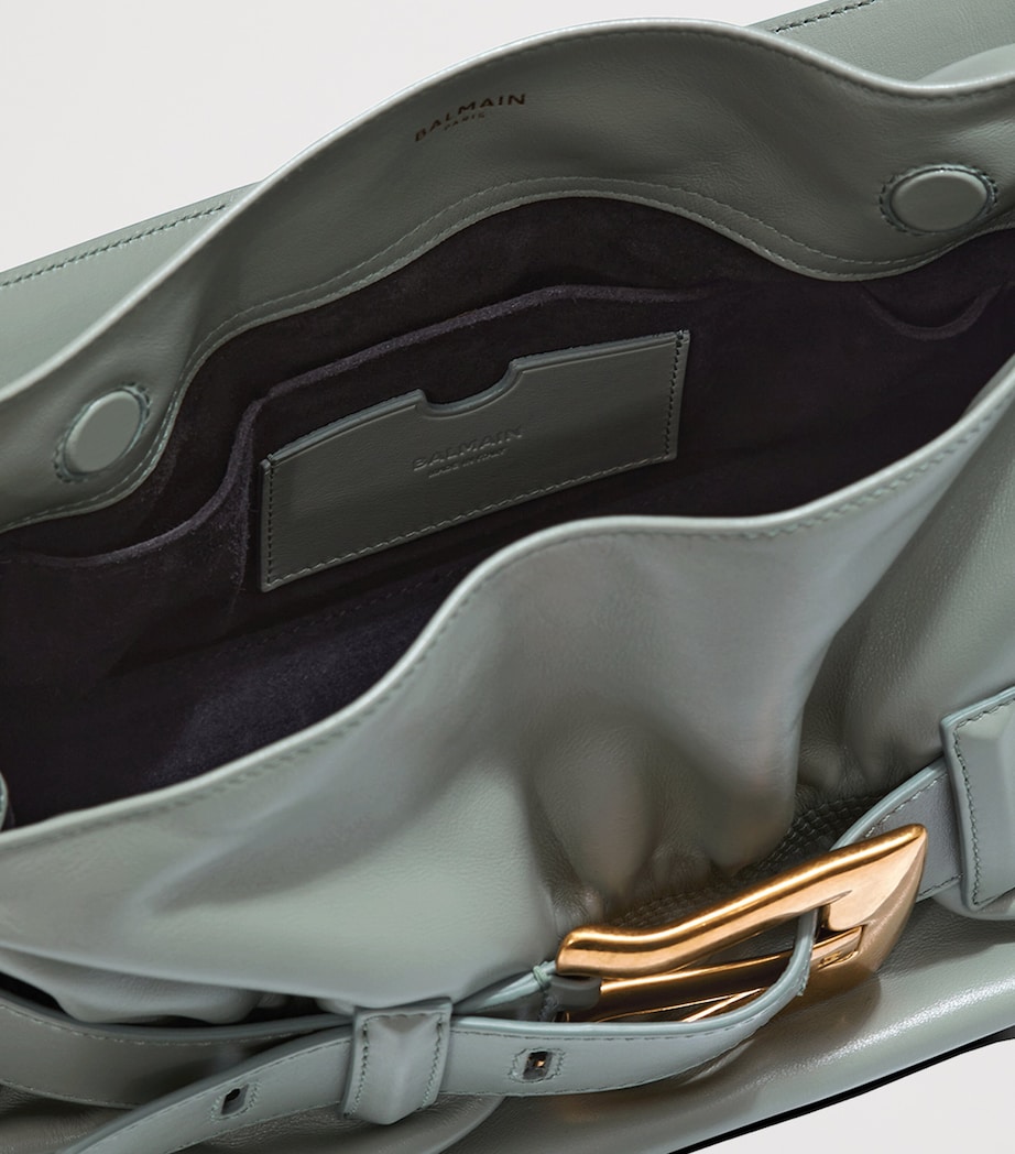 Balmain Medium Leather Anthem Shoulder Bag Faded Green Image 5