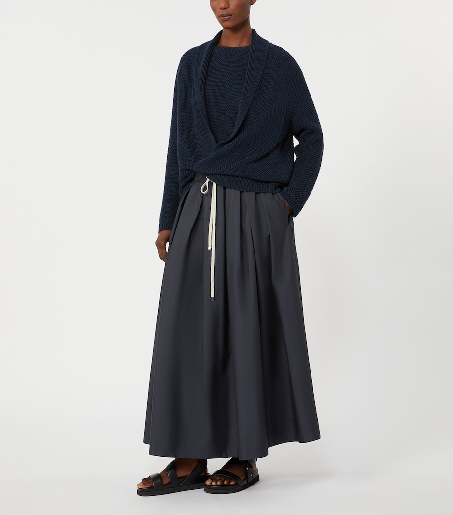 Max Mara Womens Cotton Pleated Pineta Midi Skirt Ultramarine Image 2