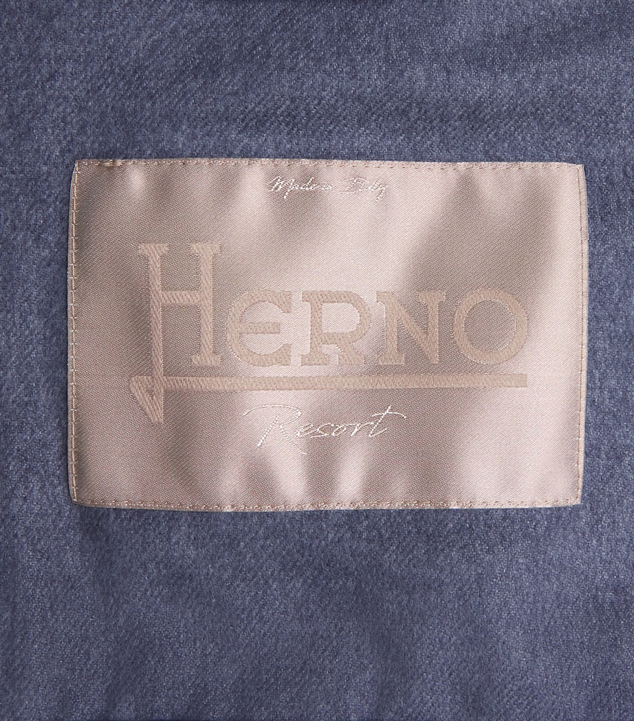 Herno Mens Silk-Cashmere High-Neck Bomber Jacket Azzurro Denim Image 6