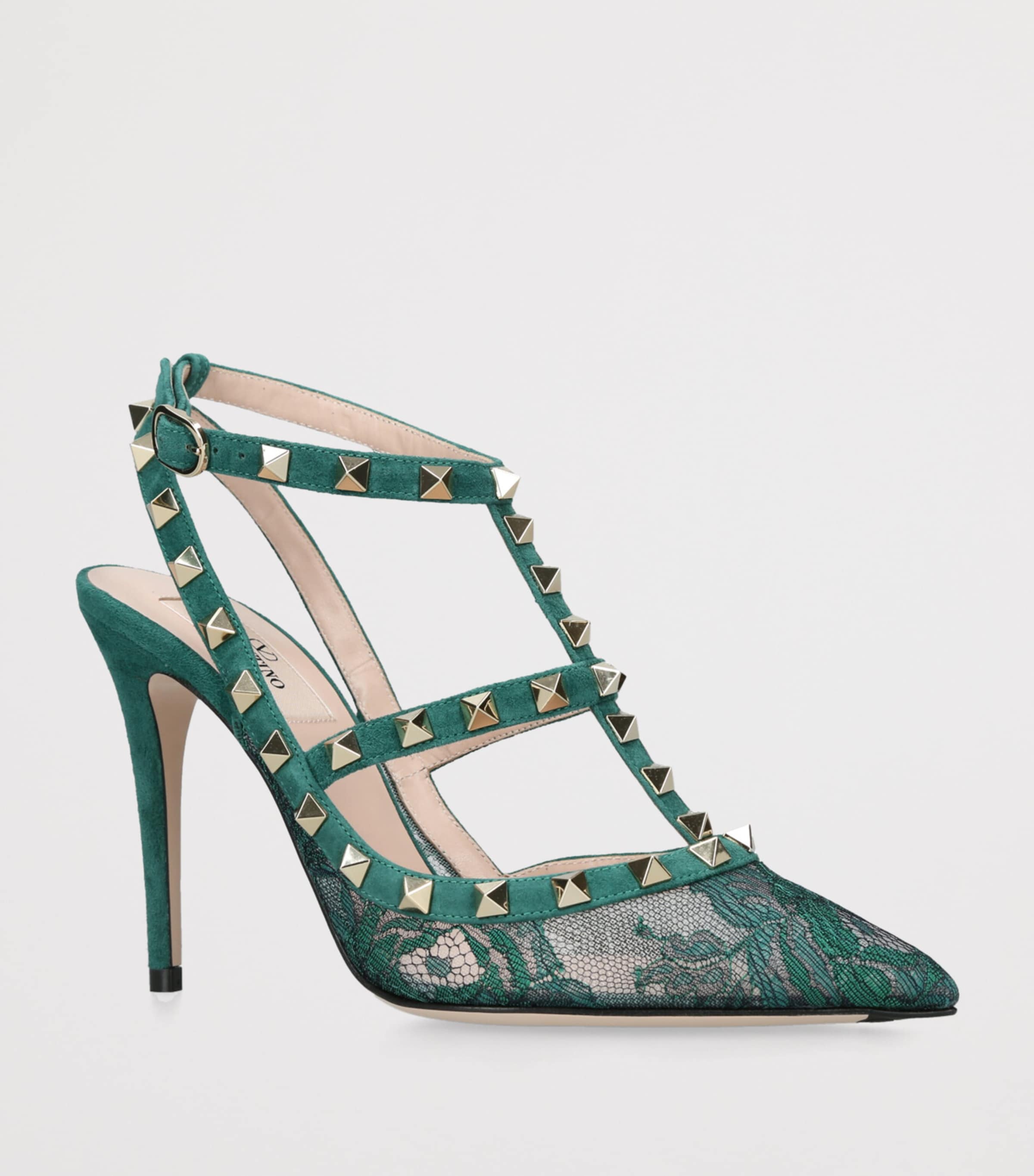 Lace Rockstud Pumps 100 TEAL Image 3