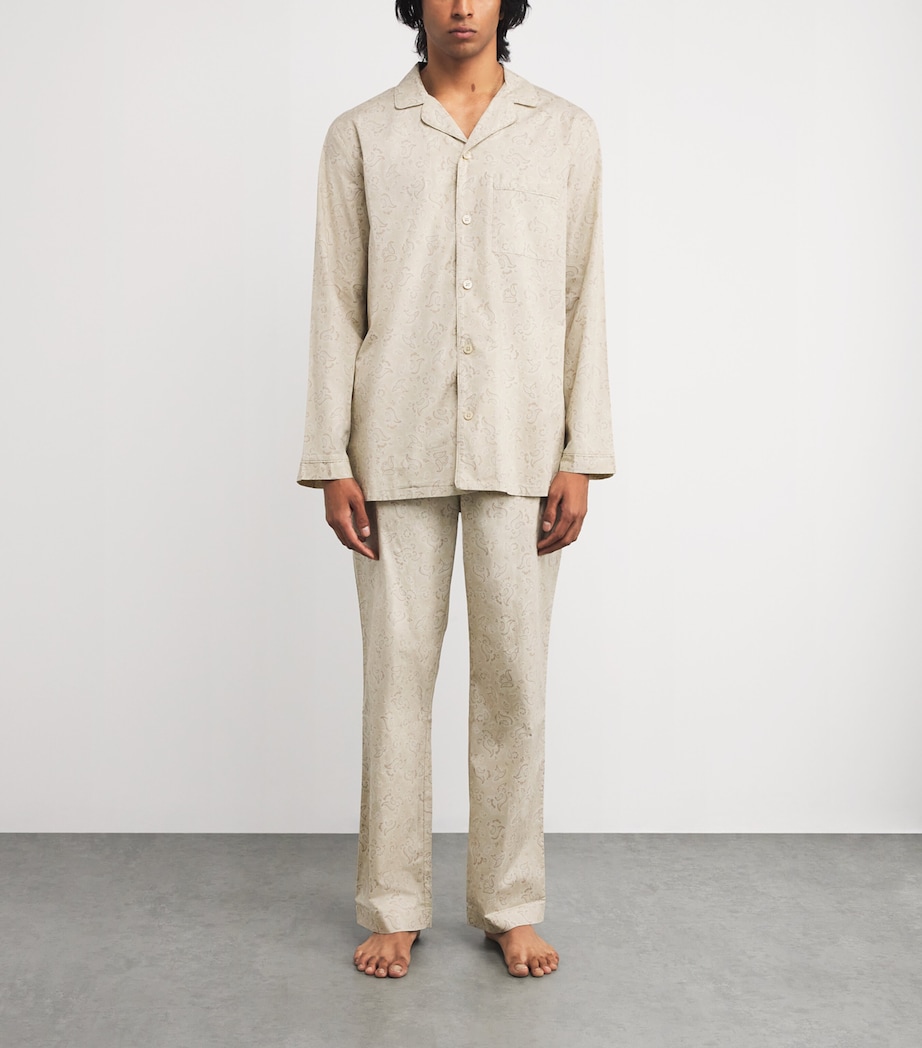 Cotton Poplin Paisley Pyjama Set TAN PAISLEY PRINT Image 3