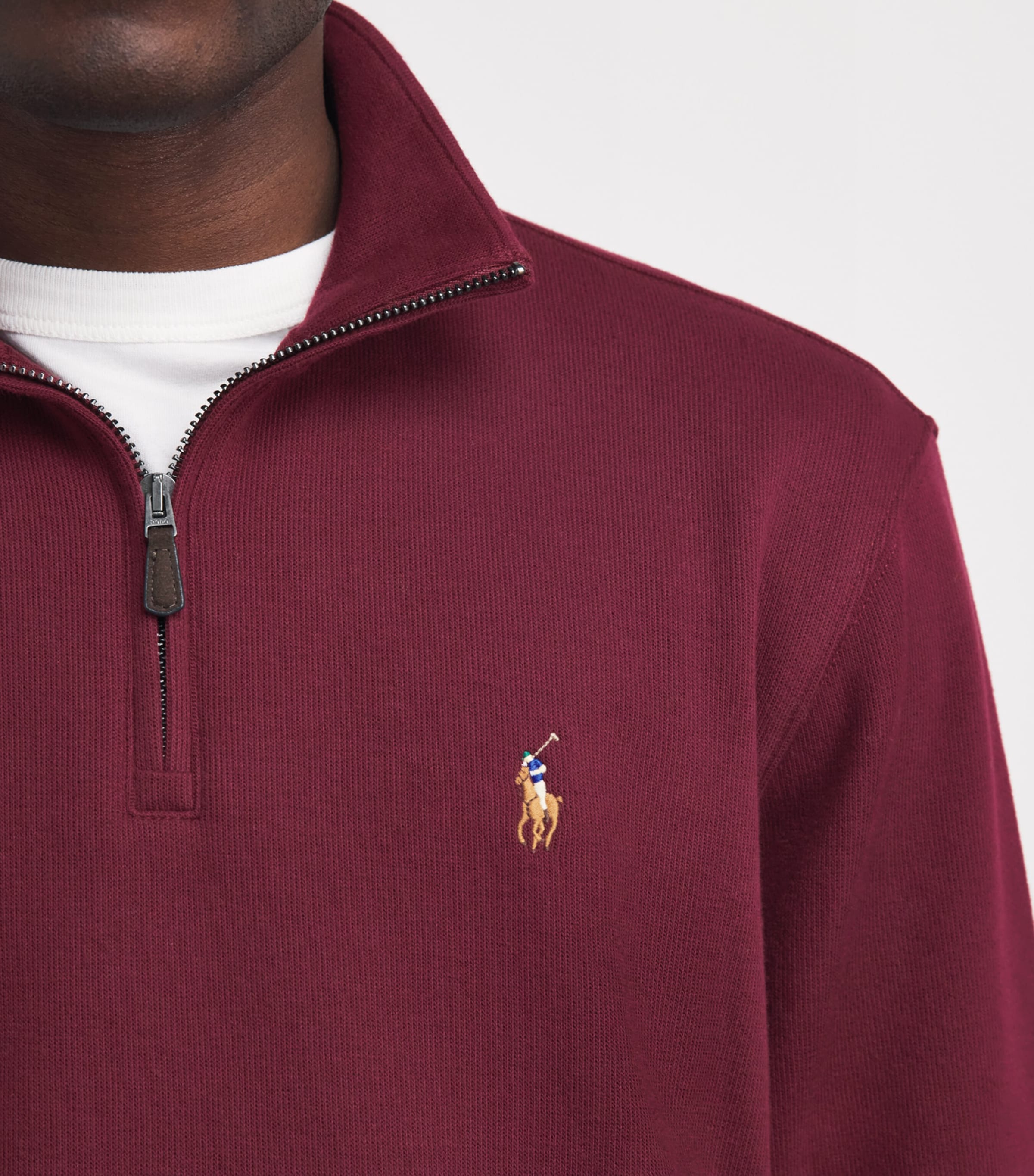 Polo Ralph Lauren Mens Estate-Rib Quarter-Zip Sweater Classic Wine Image 3