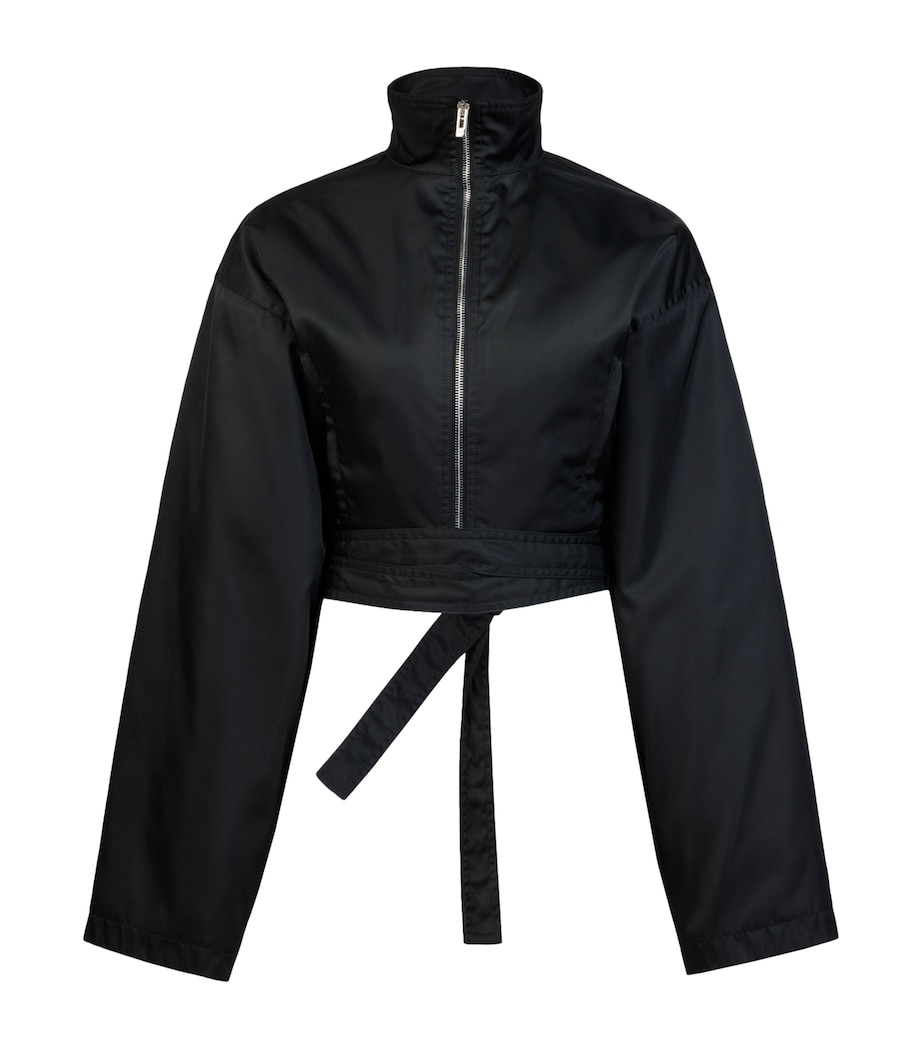 Alaïa Womens Taffeta Cropped Bomber Jacket Black Image 1