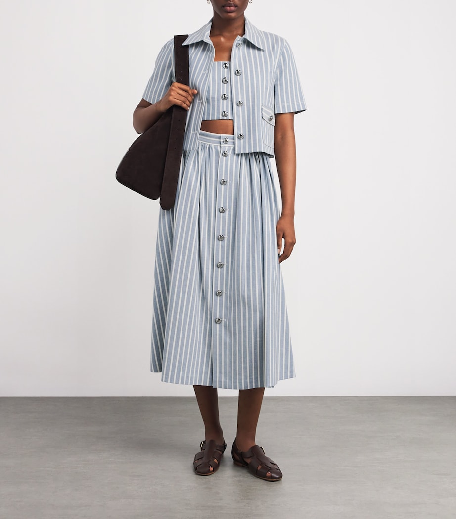Denim Stripe Bryce Midi Skirt STONE BLUE/CHALK Image 2