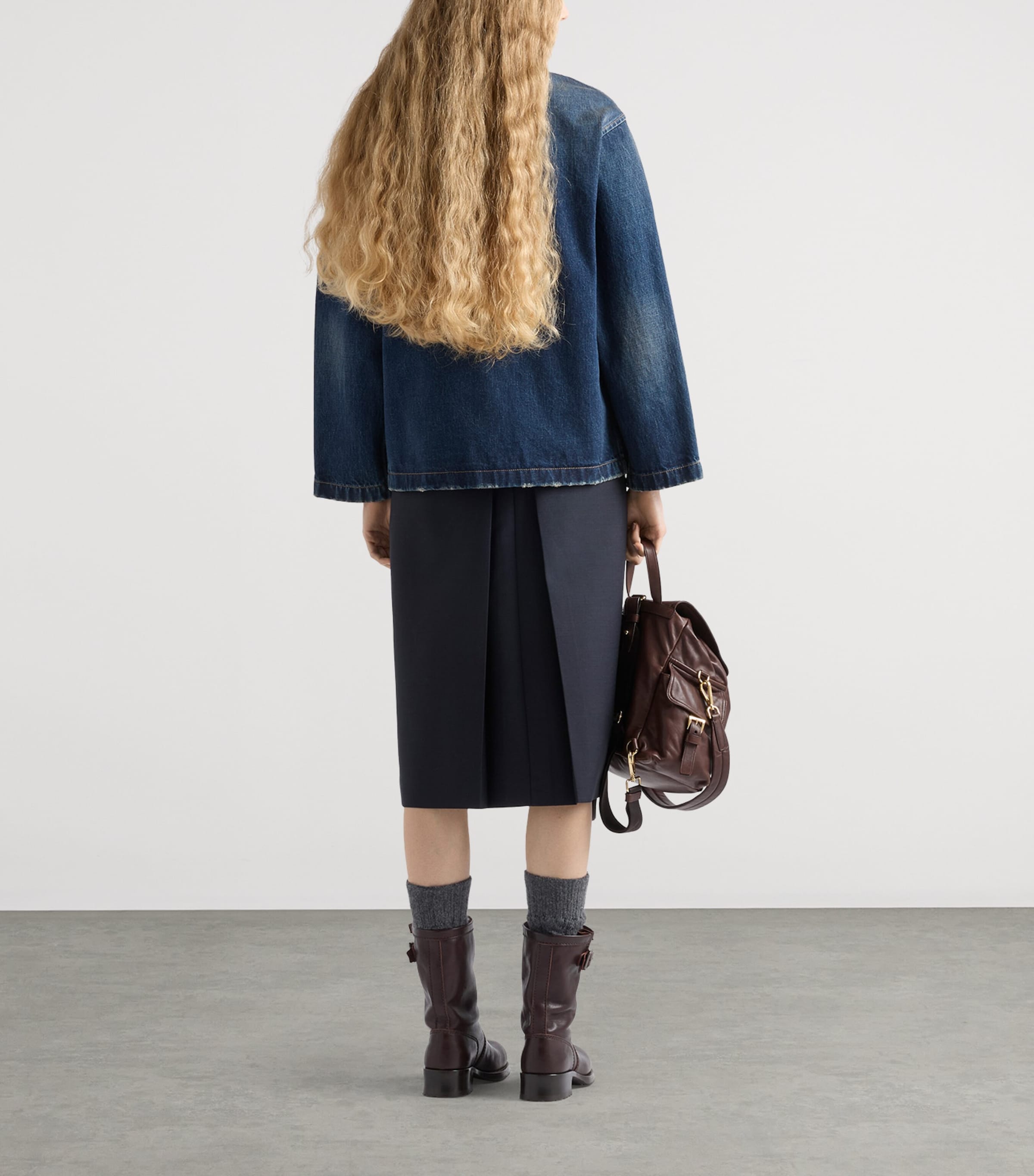 Washed Blouson Denim Jacket F0008 Image 5