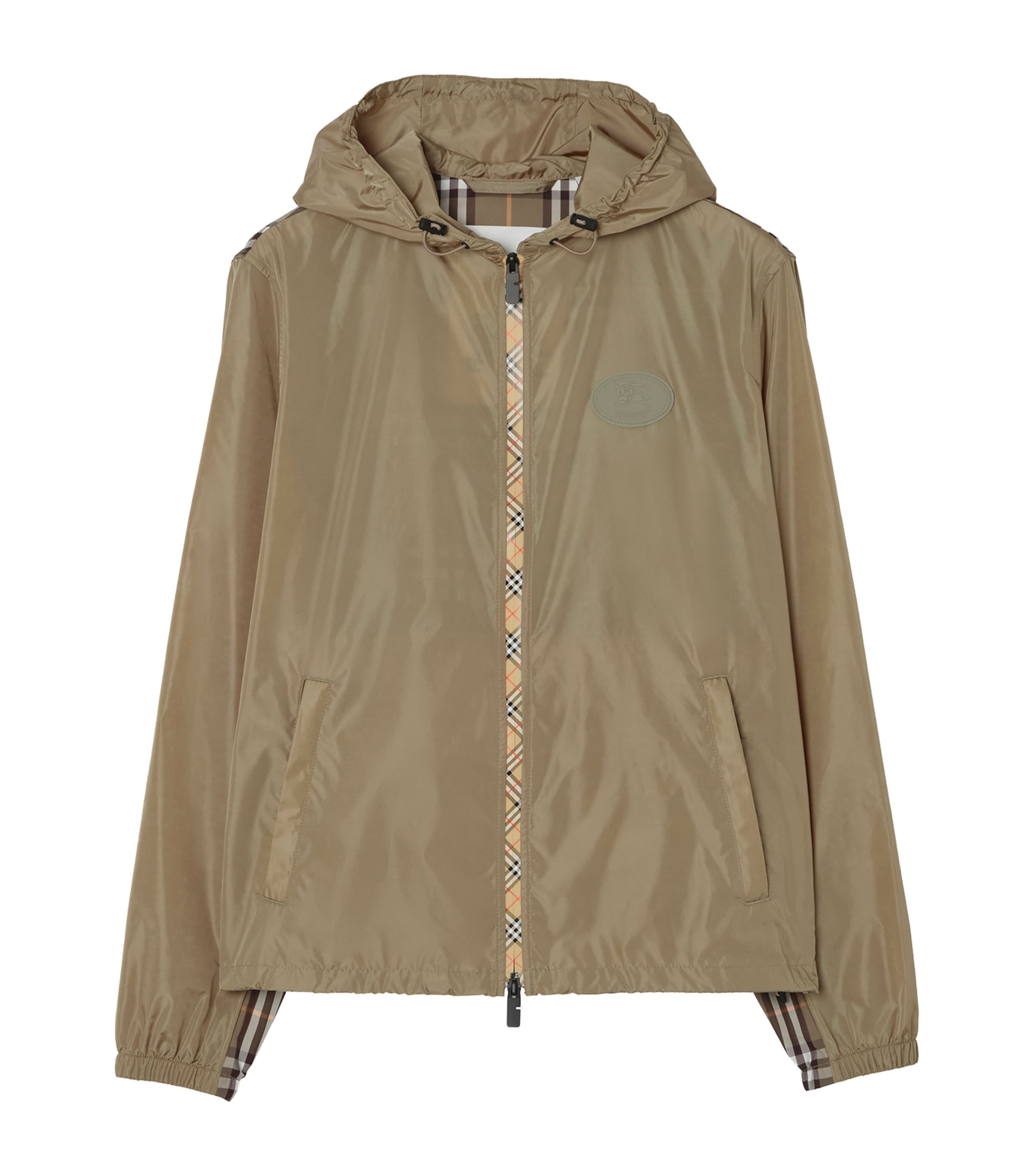 Burberry Mens Check-Trim Newport Jacket Finch Brown Image 1