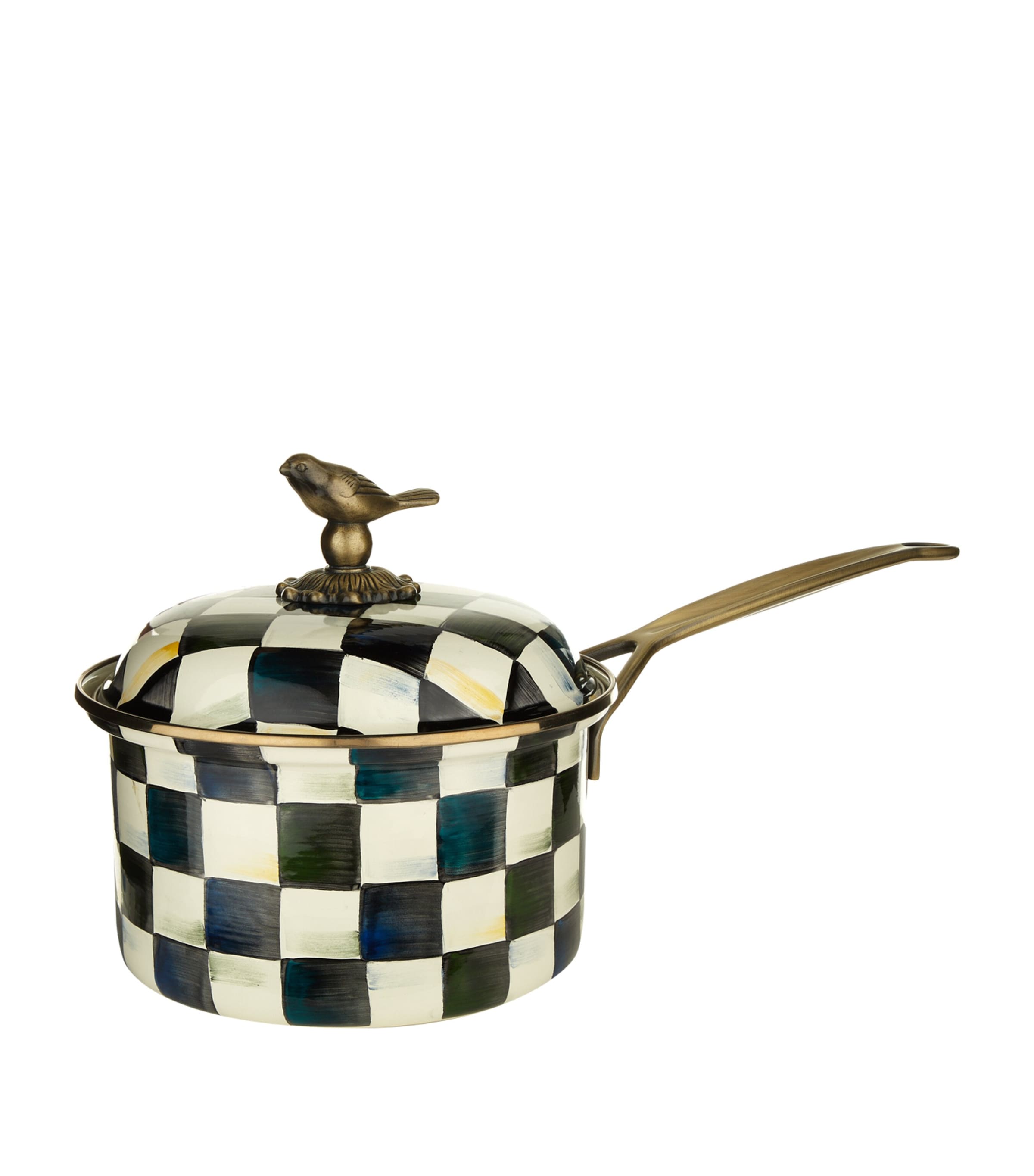 Shop Mackenzie-childs Courtly Check Saucepan In Black