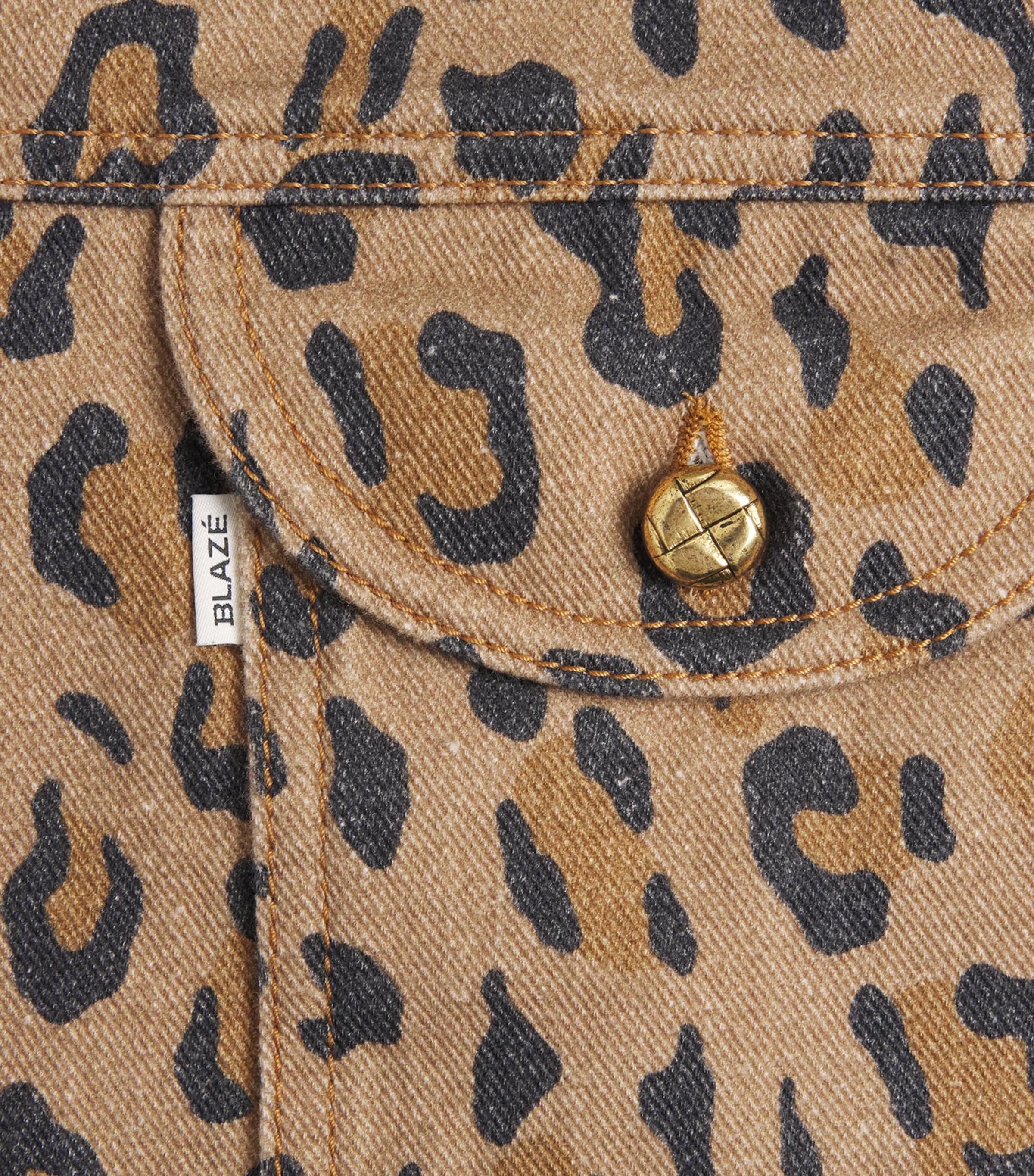 Blazé Milano Womens Denim Leopard-Print Shirt Camel Image 5