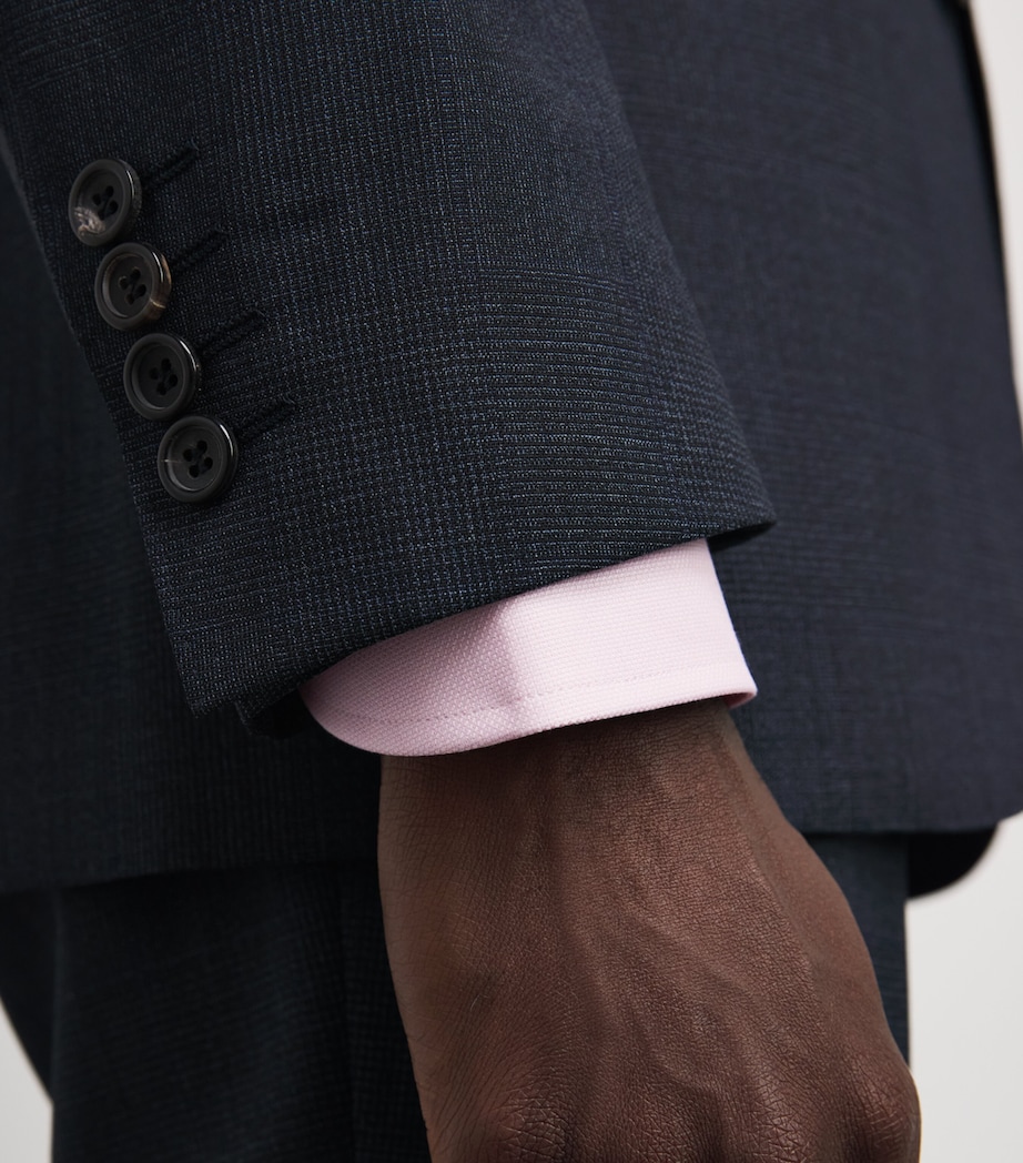 Canali Mens Cotton Textured Shirt Pink Image 3