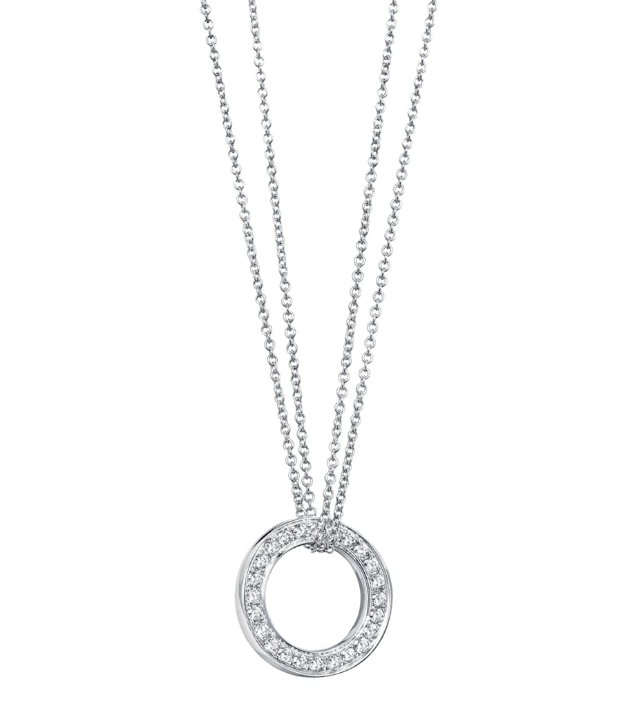 White Gold and Diamond Roulette Large Pendant Necklace SILVER Image 1