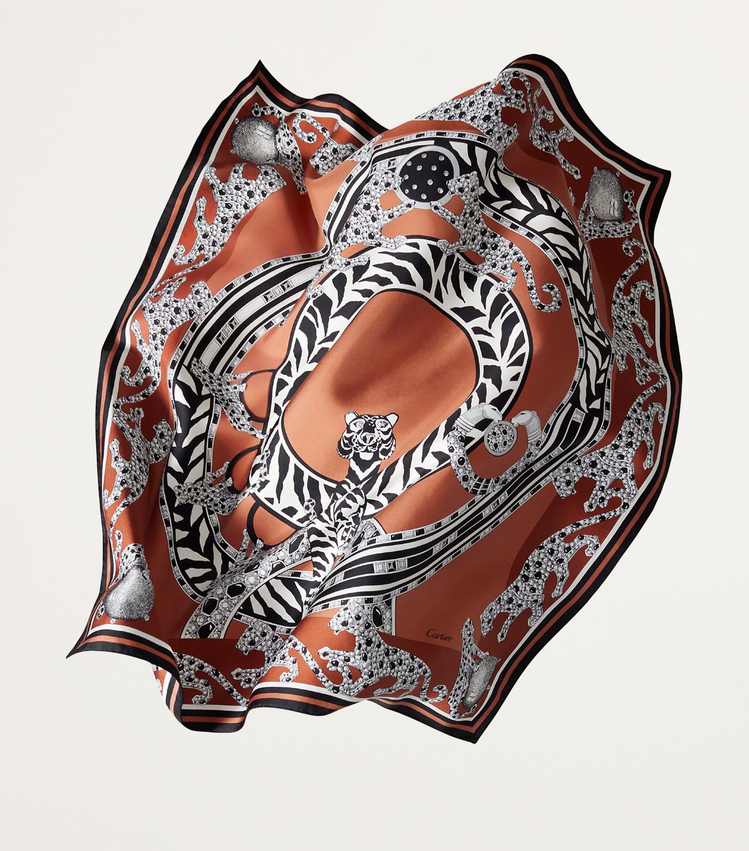 Cartier Brown Silk Panthère Reissue Scarf | Harrods UK