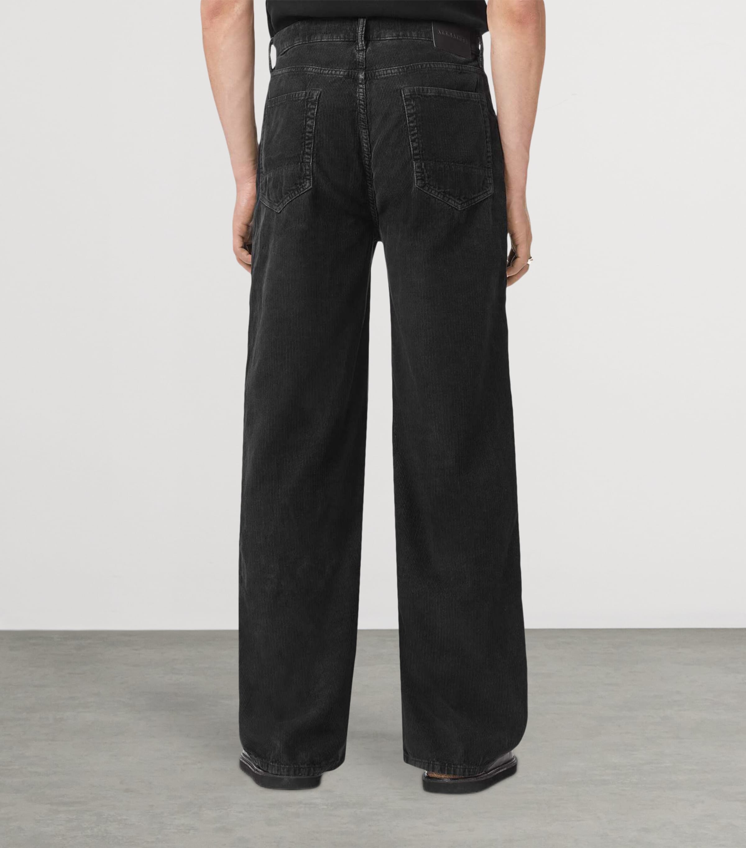 AllSaints Mens Croduroy Lenny Wide-Leg Jeans Navy Blue Image 4