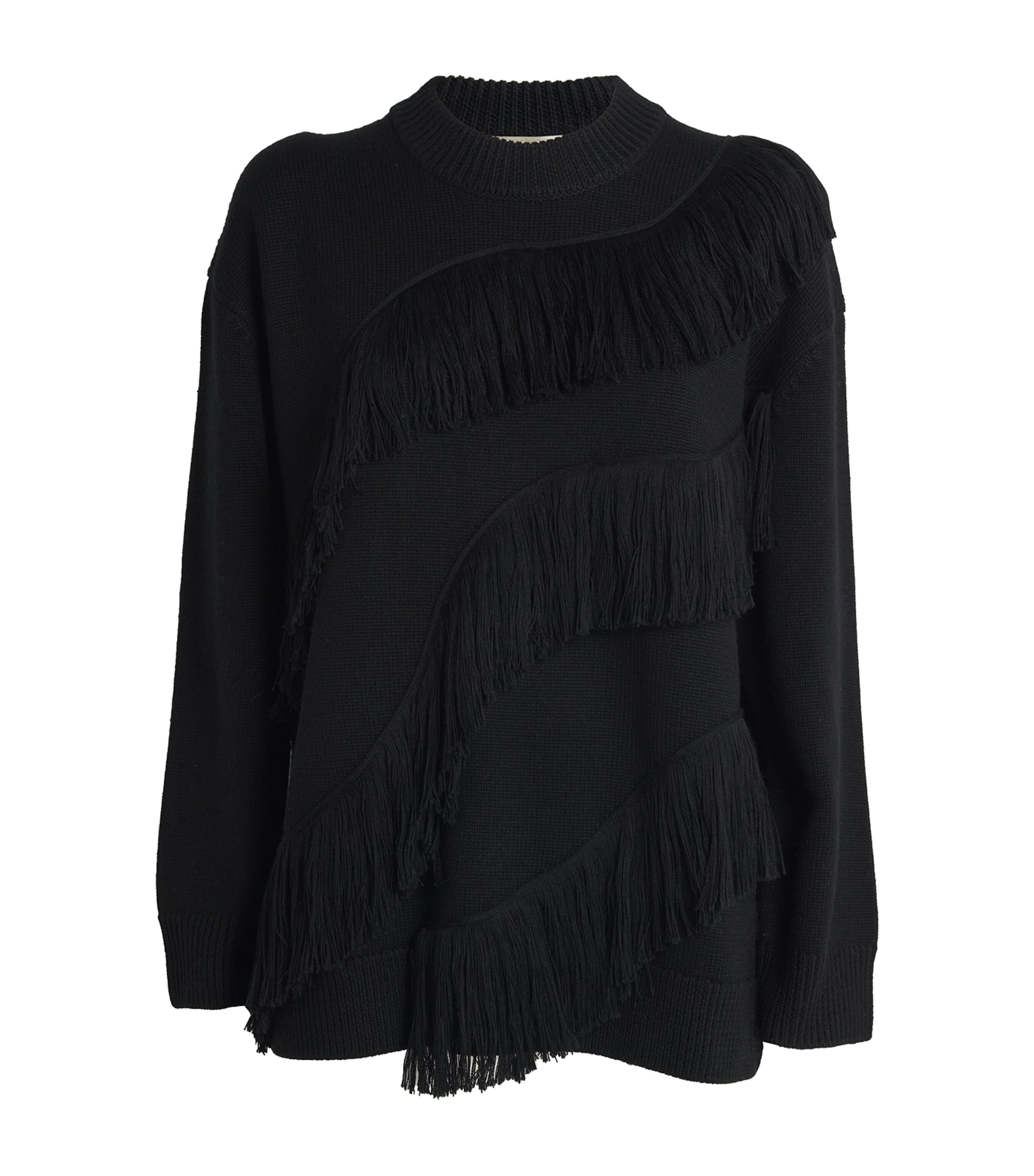 Wool Fringe-Detail Ina Sweater BLACK Image 1