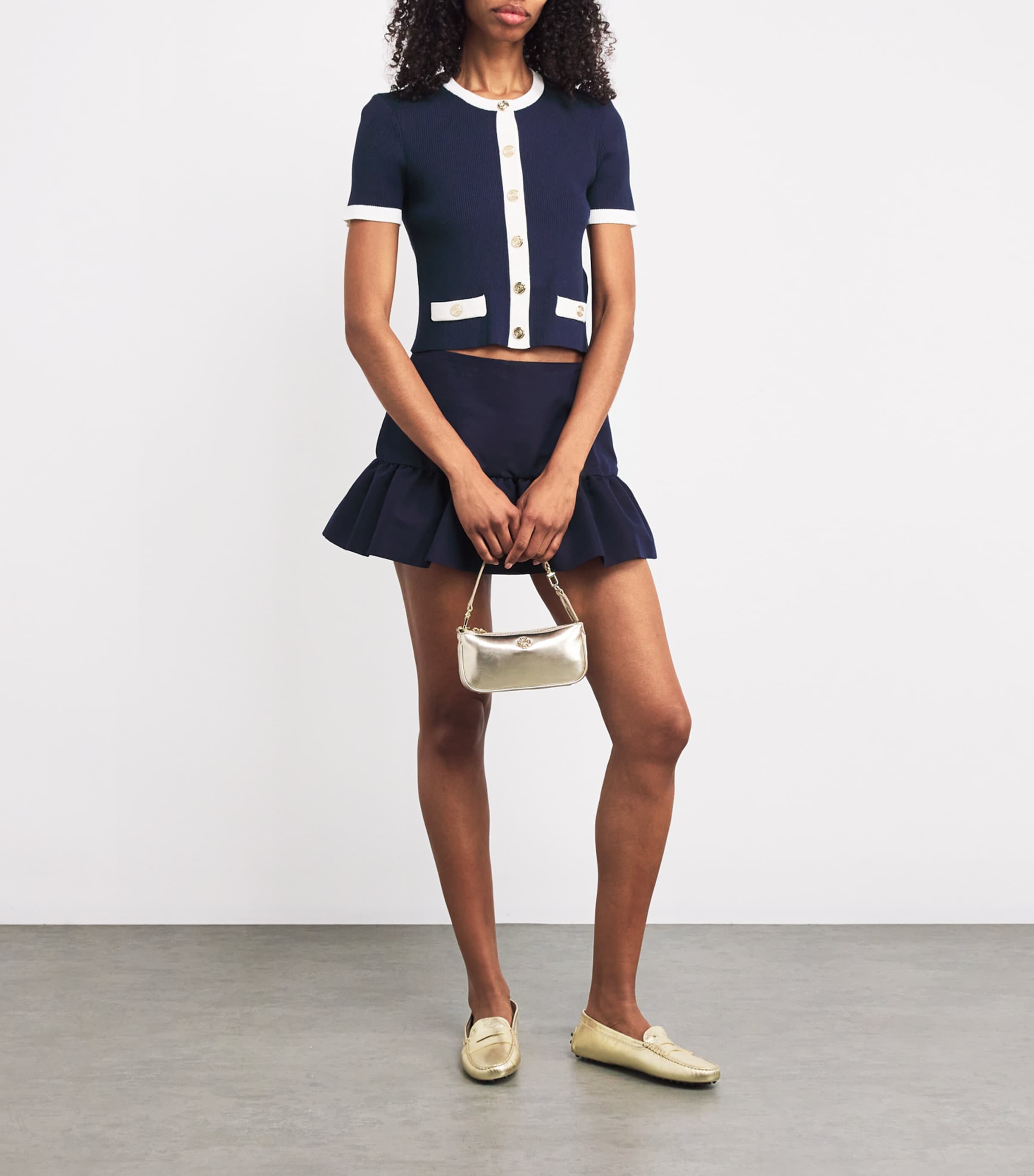 Cropped Cardigan NAVY / ECRU Image 2