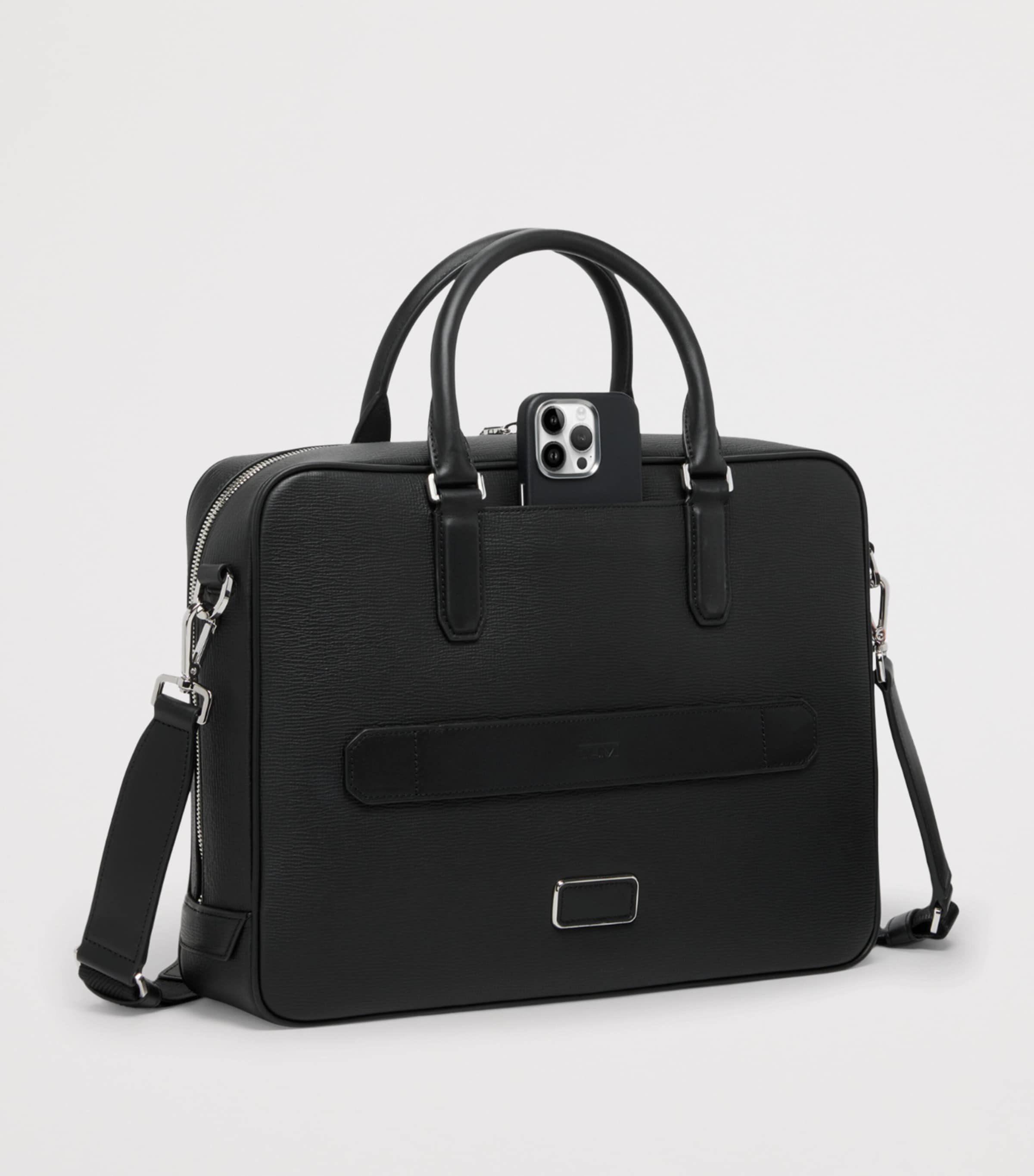 Tumi Medium Leather Turin Leonzo Briefcase Black Image 4