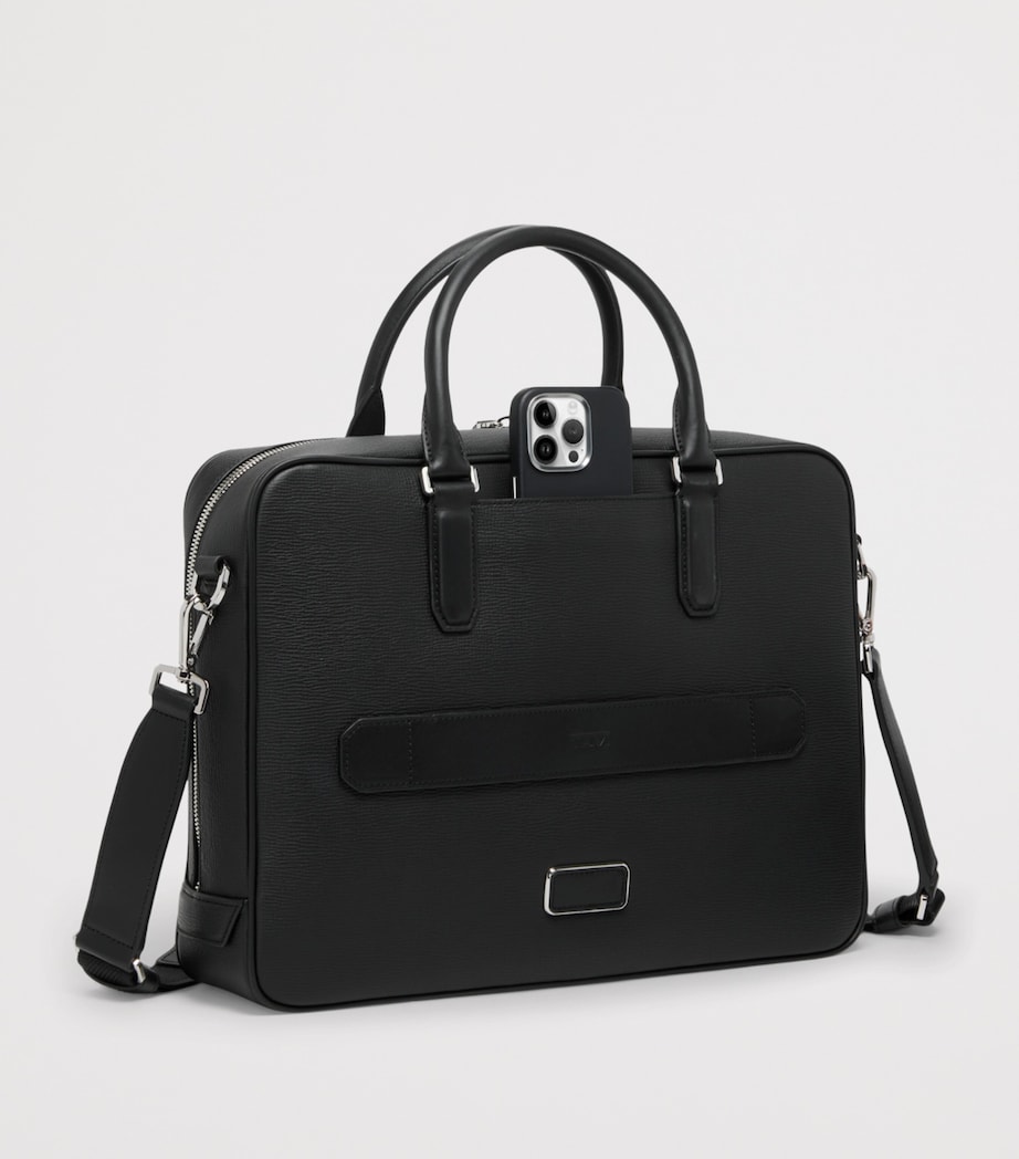 Tumi Medium Leather Turin Leonzo Briefcase Black Image 4