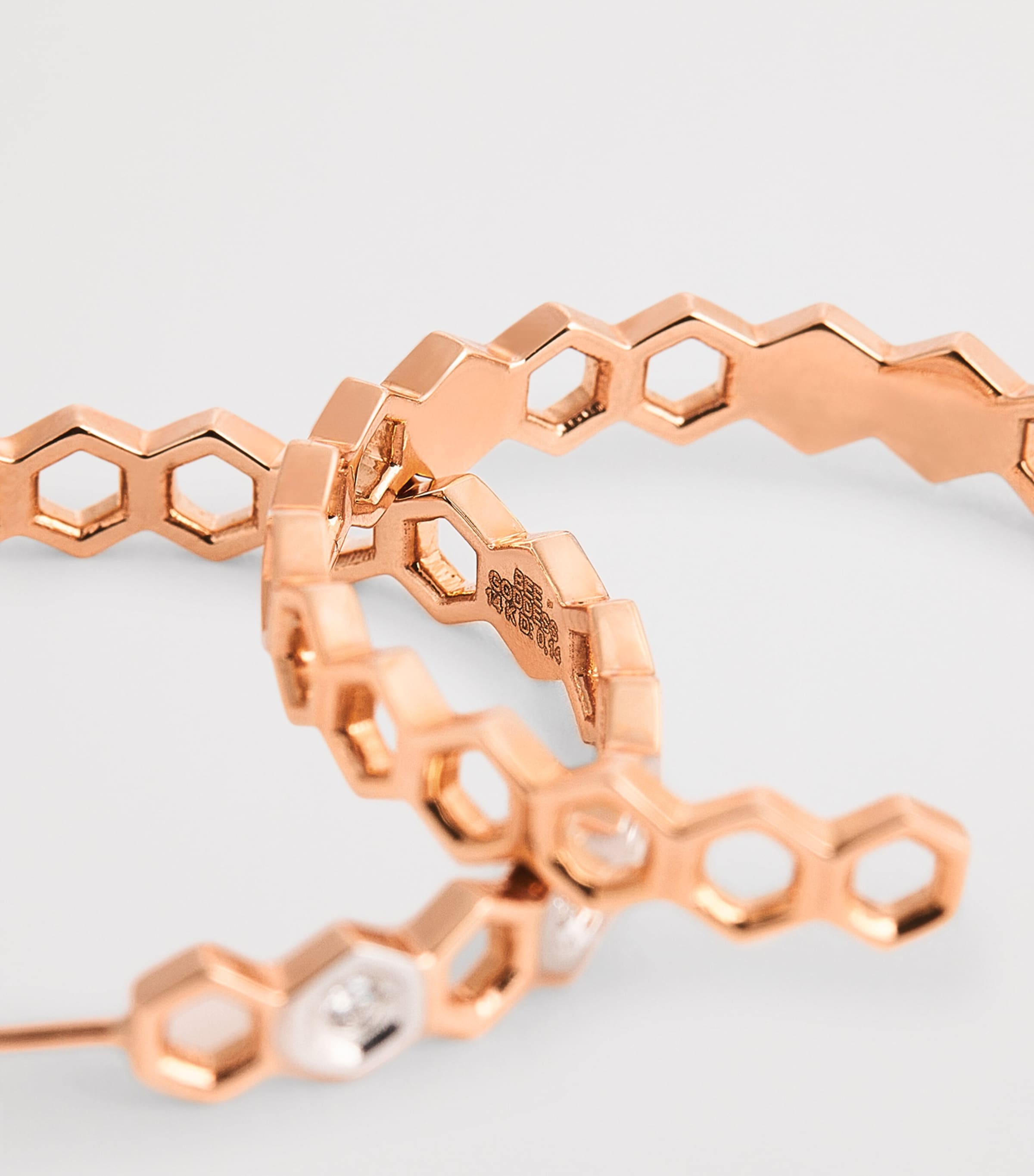Rose Gold and Diamond Honeycomb Hoop Earrings ROSE GOLD Image 6