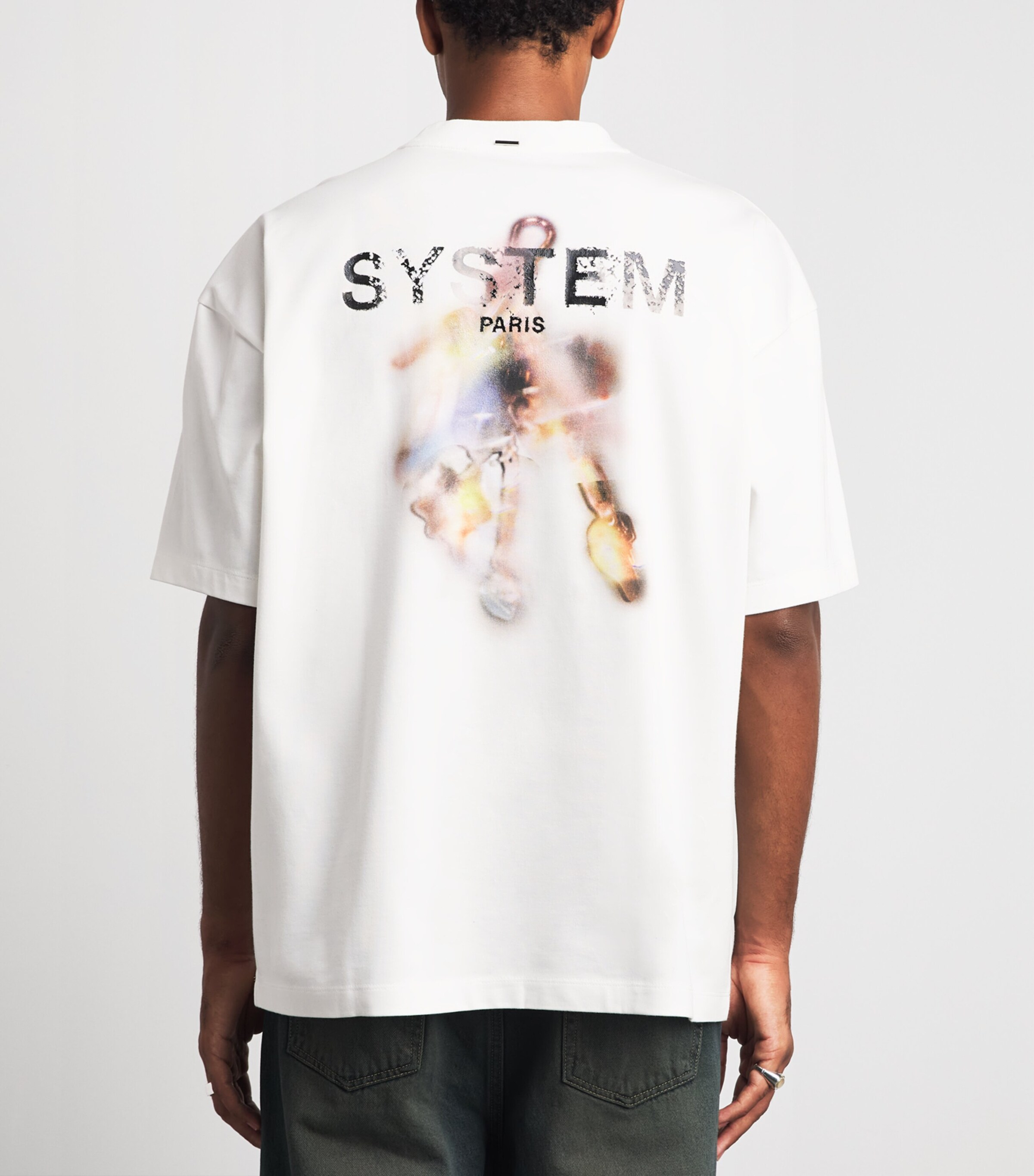 System Mens Cotton Logo T-Shirt Off White Image 5