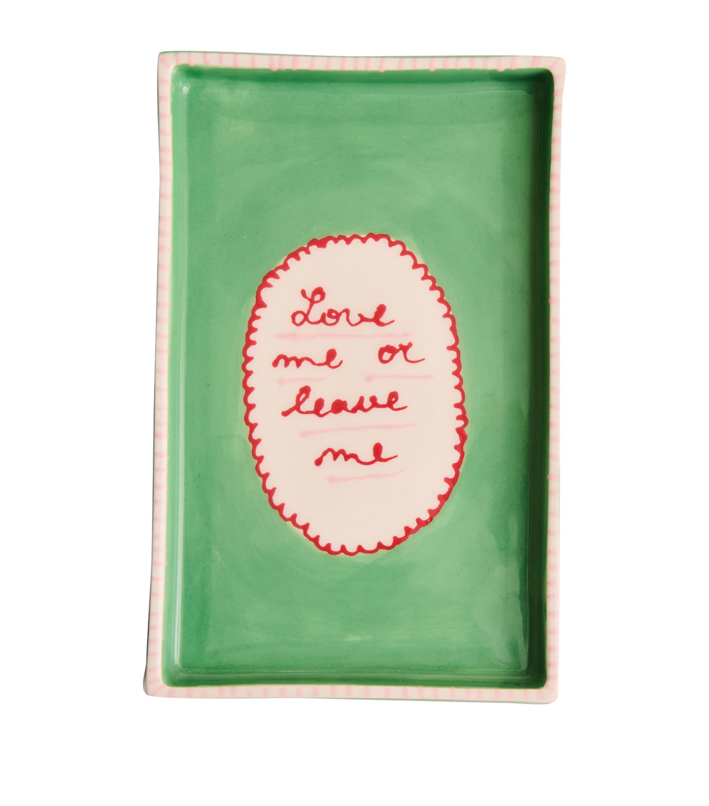 Love Me or Leave Me Trinket Tray (19cm) GREEN AND RED Image 1