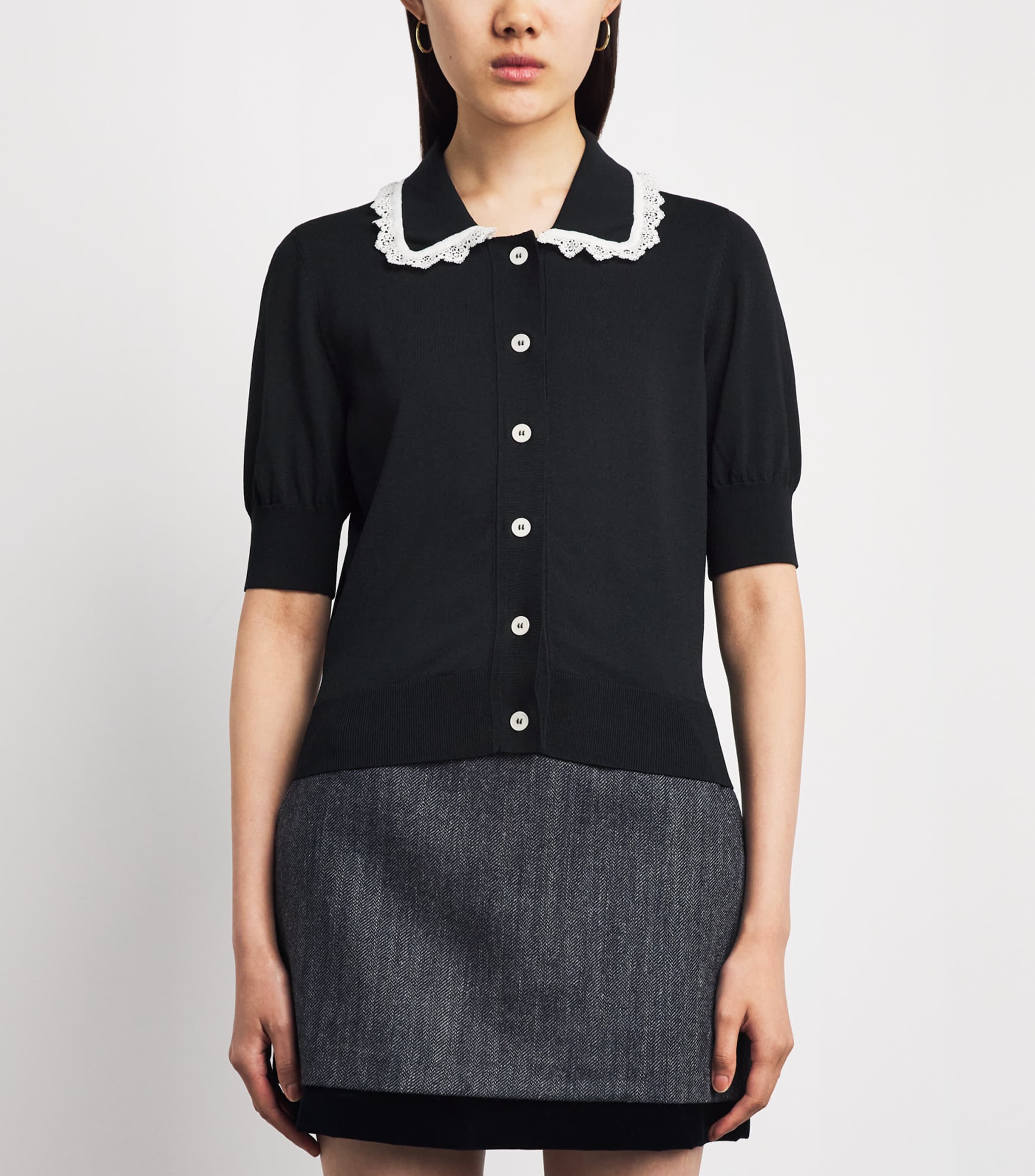 Claudie Pierlot Womens Lace-Collar Cardigan Dual Color Image 4